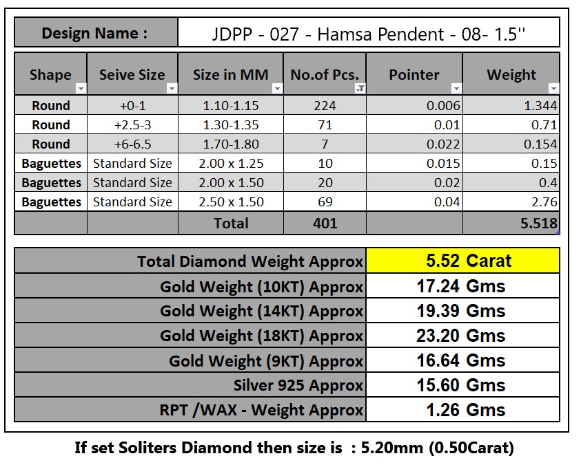 Custom Hamsa Hand Diamond Pendant - Hamsa Hand Necklace  3D print model_19