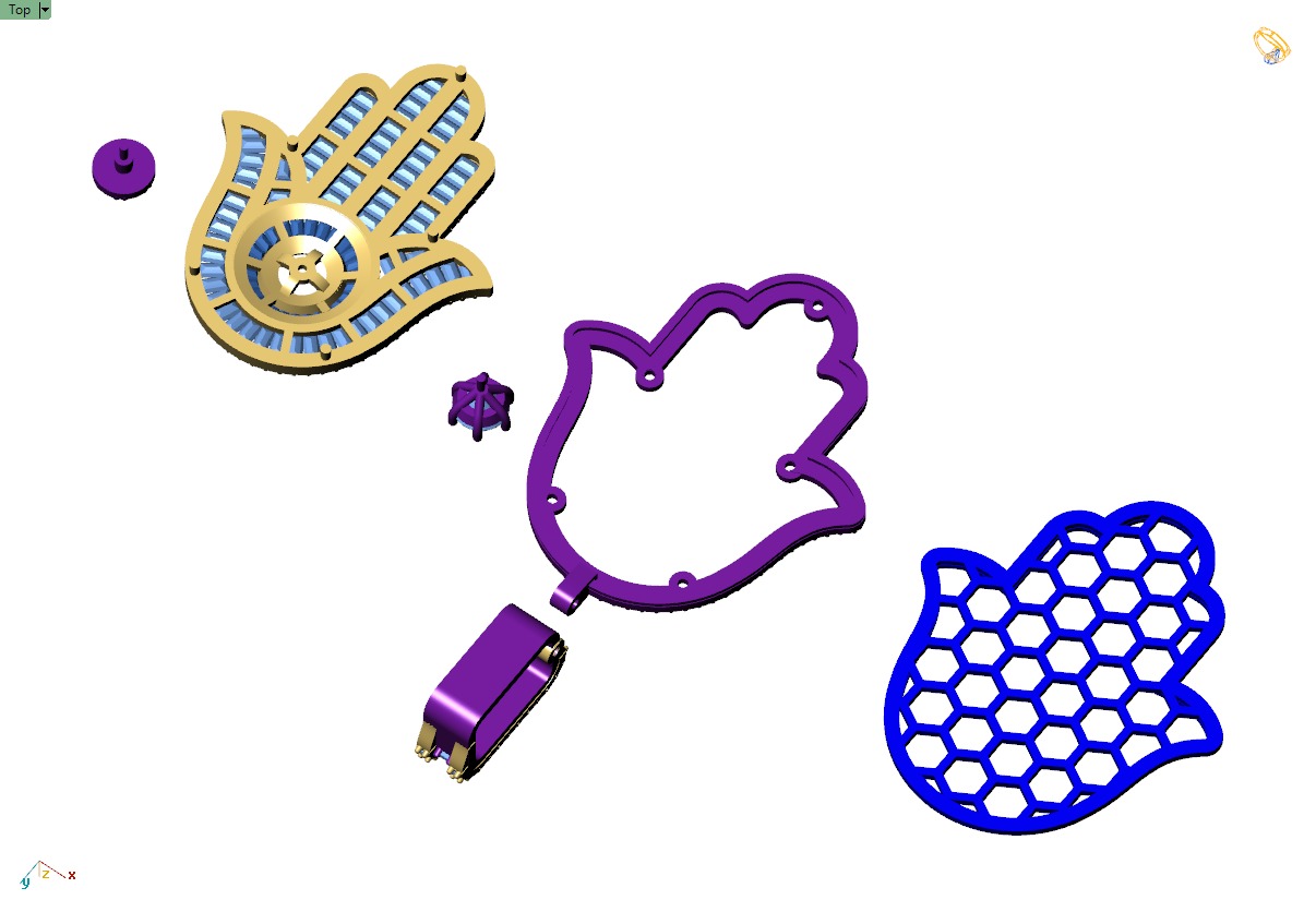 Custom Hamsa Hand Diamond Pendant - Hamsa Hand Necklace  3D print model_12