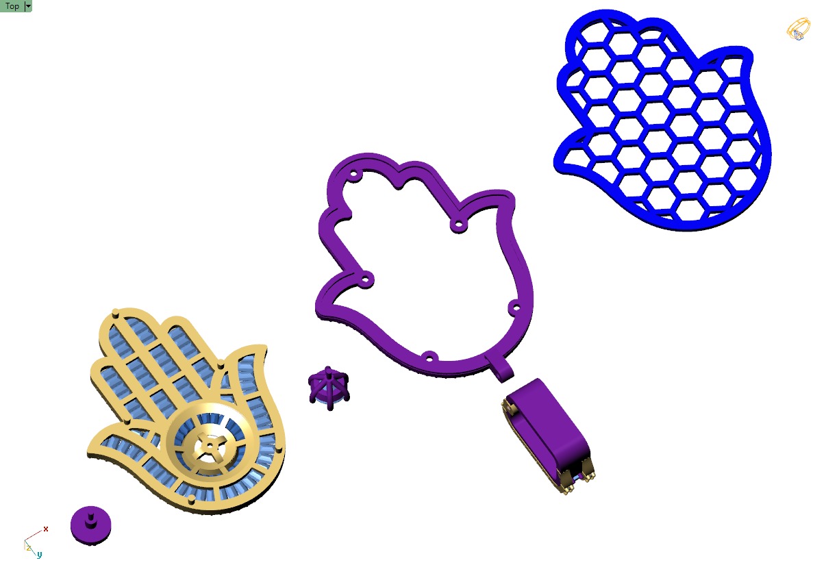 Custom Hamsa Hand Diamond Pendant - Hamsa Hand Necklace  3D print model_11