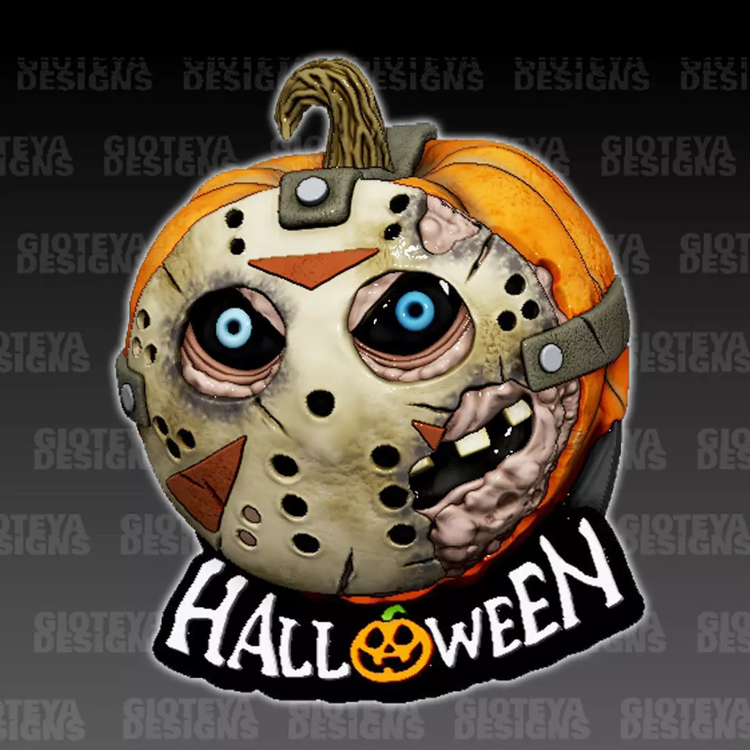 Halloween Pumpkin Friday The 13th v2 3D model_0
