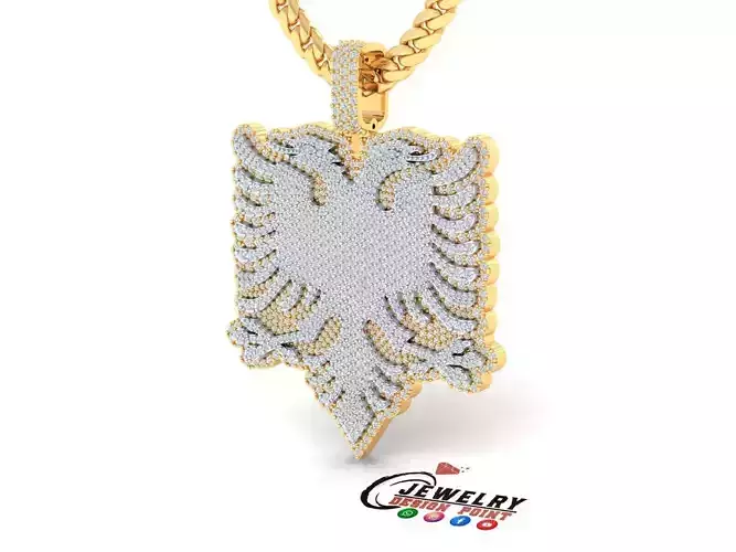 Custom Albania Eagle Pendant Necklace -  Balkan Culture  3D print model