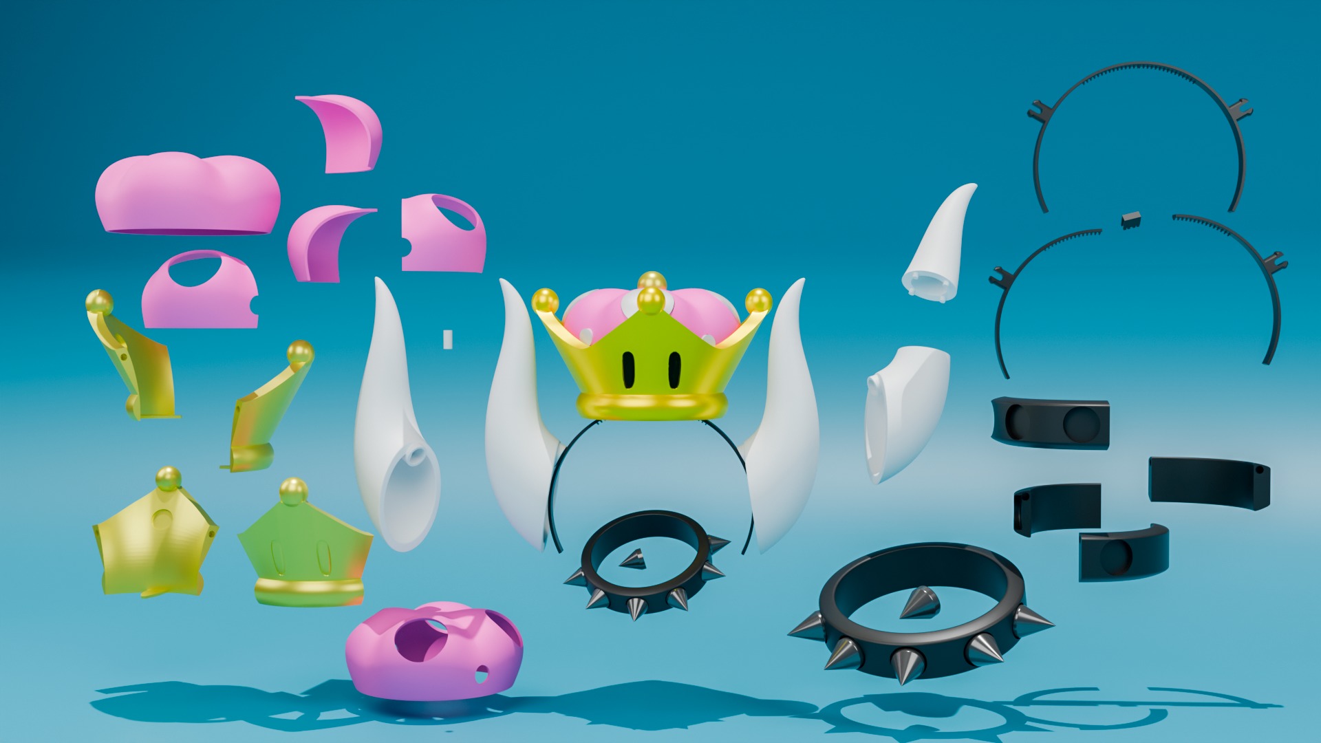 Bowsette Koopa-hime Cosplay Accesories  3D print model_1