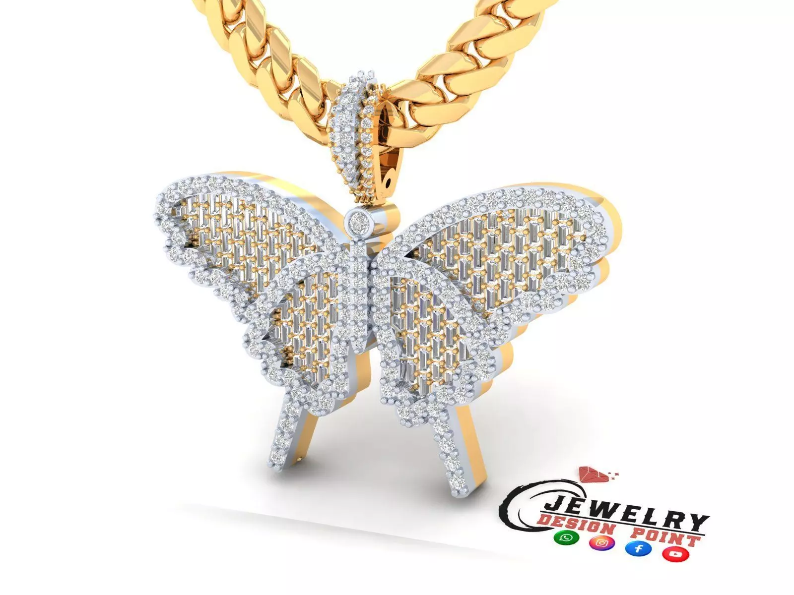 Custom Gorgeous Butterfly Men Women Iced Out Butterfly Pendant 3D print model
