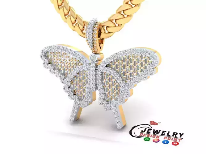 Custom Gorgeous Butterfly Men Women Iced Out Butterfly Pendant