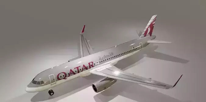 Qatar Airways Airbus a320-232 low poly 3D Model  Low-poly 3D model