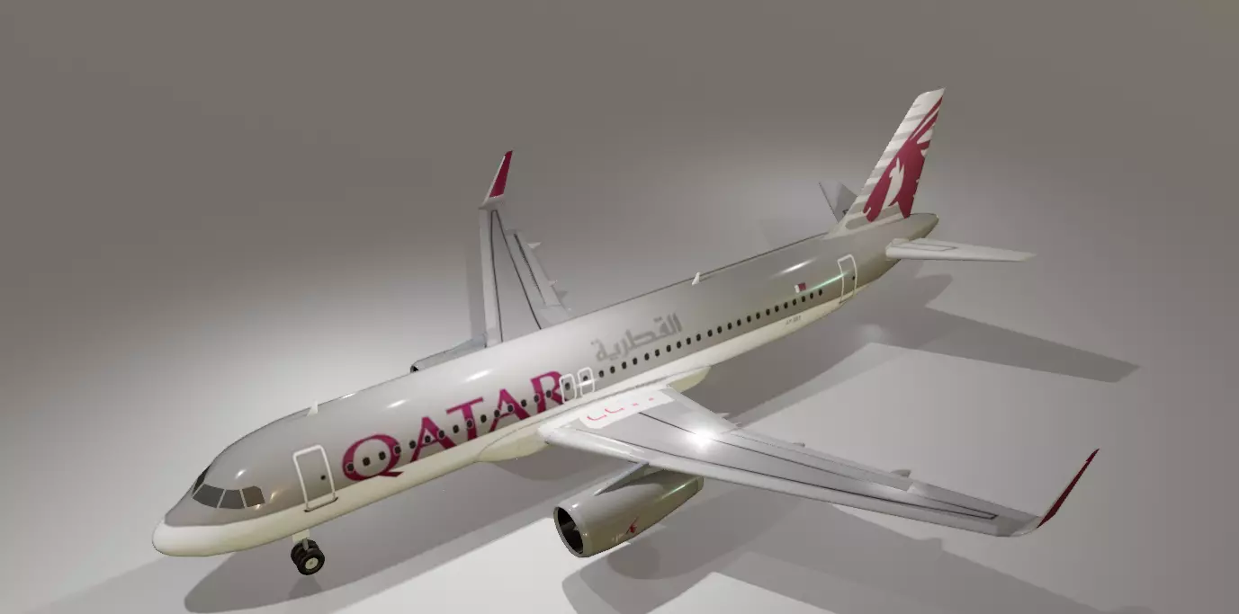 Qatar Airways Airbus a320-232 low poly 3D Model Low-poly 3D model