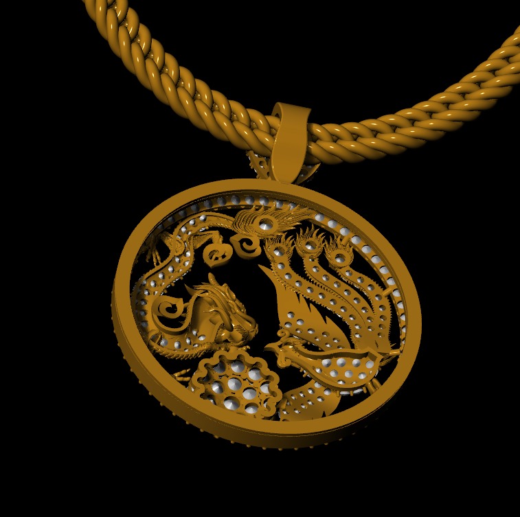 Dragon and phoenix lucky coin 3D print model 3D print model_3