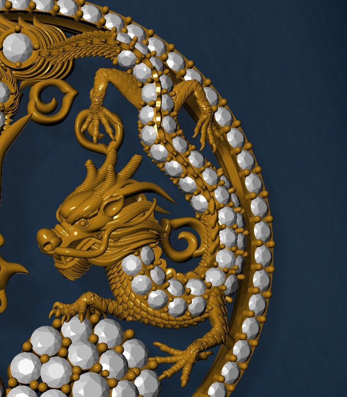 Dragon and phoenix lucky coin 3D print model 3D print model_9