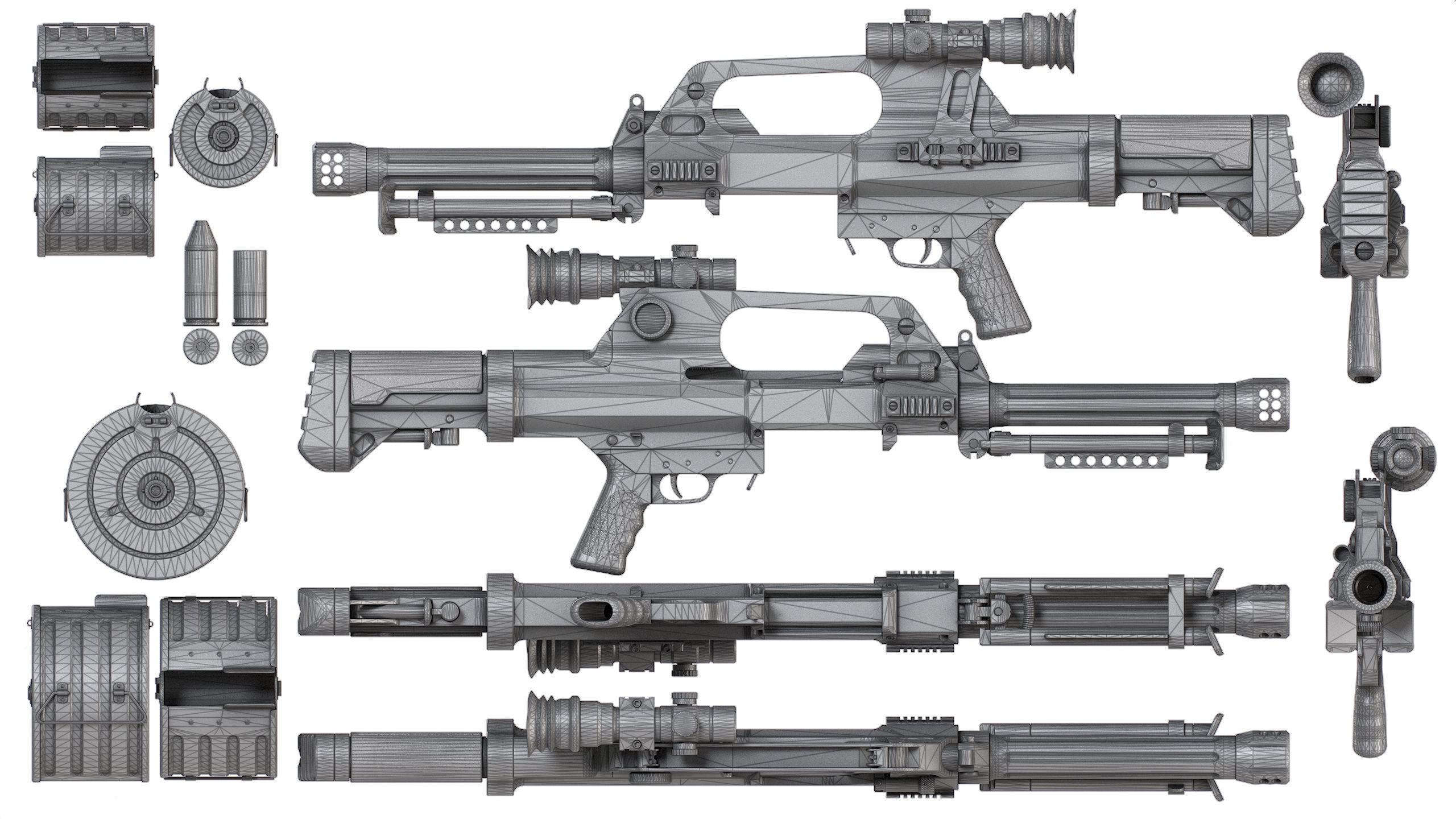 PBR Chinese QLB-06 Grenade Launcher Low-poly 3D model_6