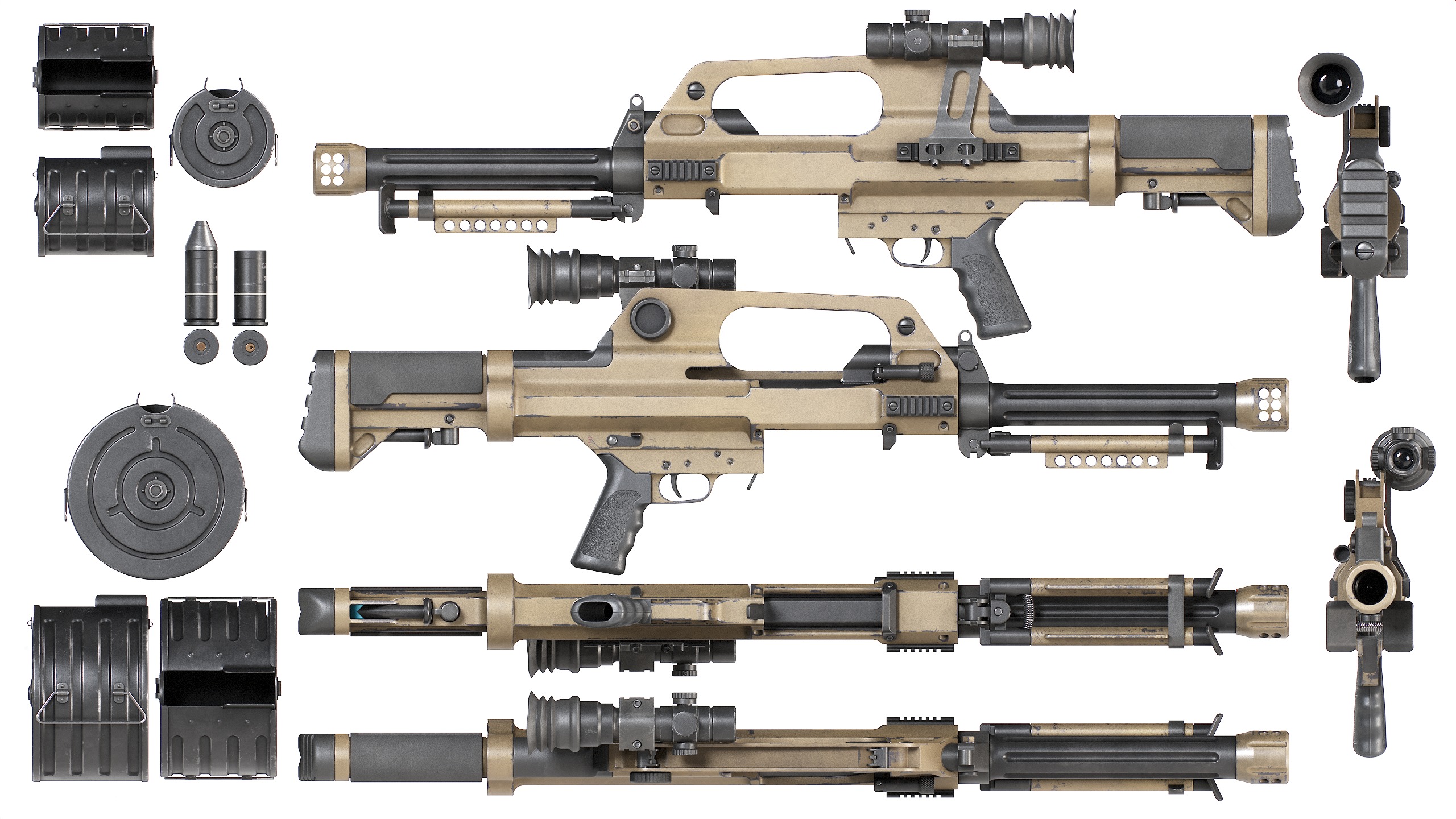 PBR Chinese QLB-06 Grenade Launcher Low-poly 3D model_4