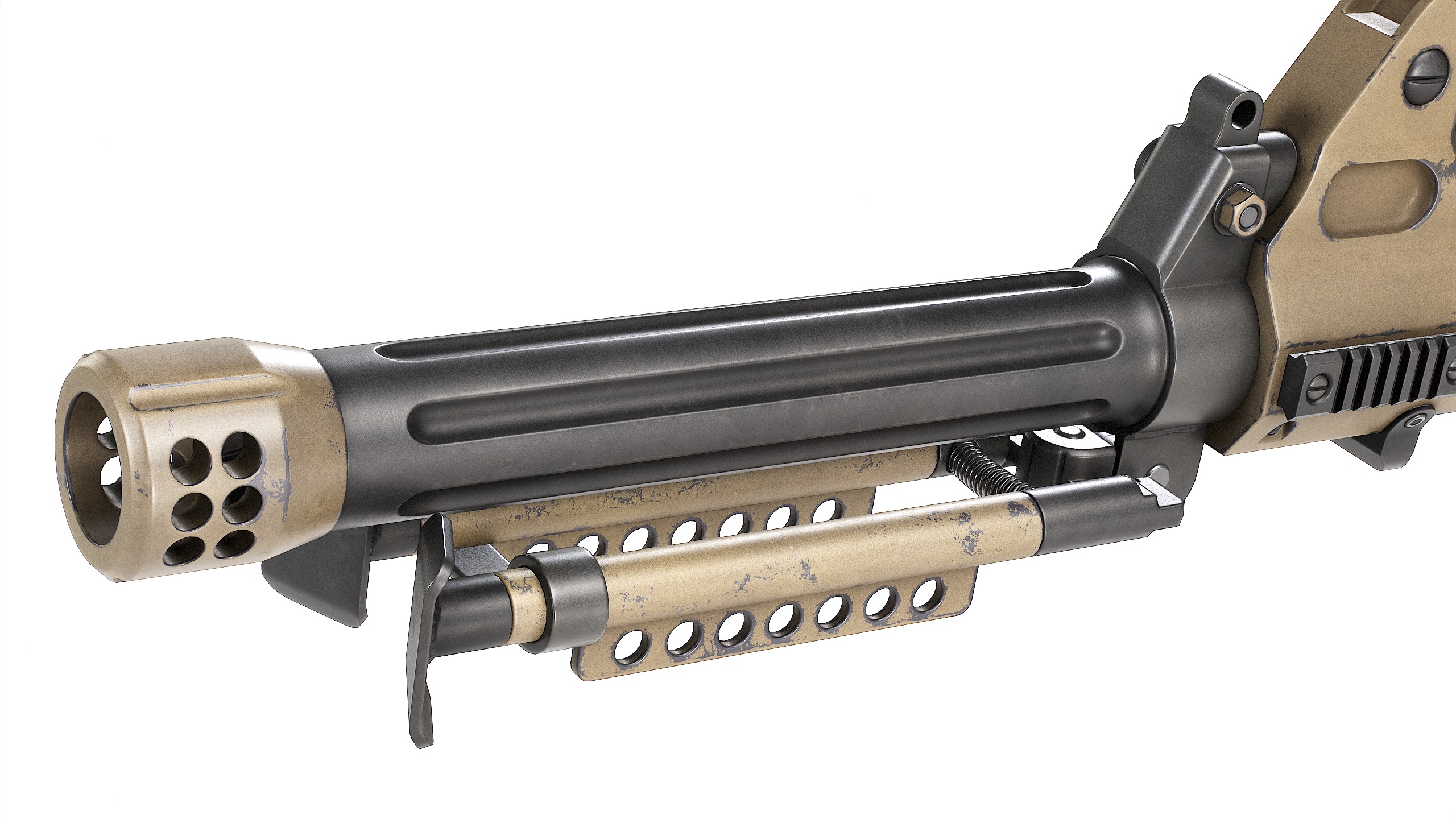 PBR Chinese QLB-06 Grenade Launcher Low-poly 3D model_7