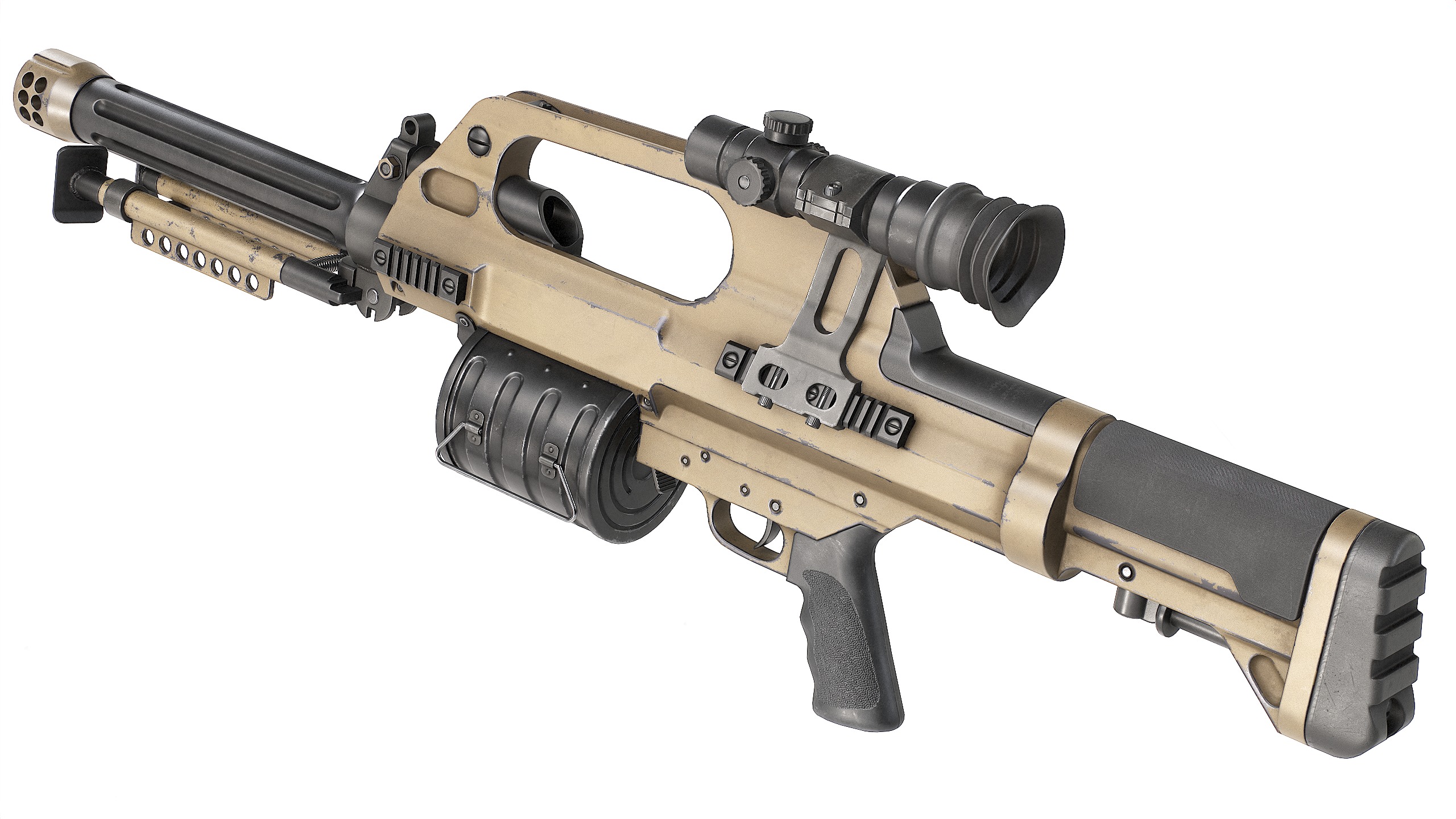 PBR Chinese QLB-06 Grenade Launcher Low-poly 3D model_2