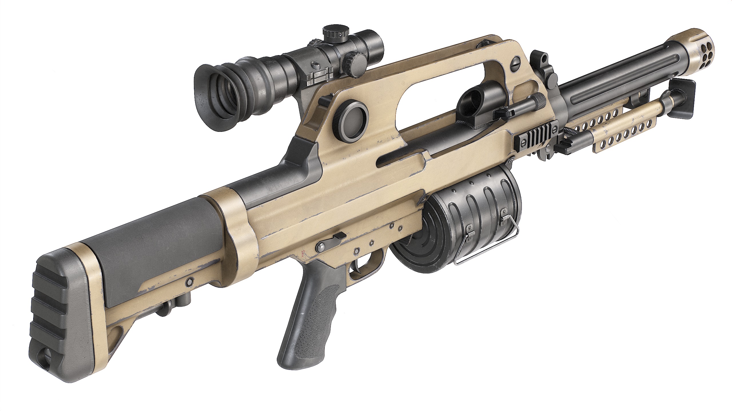 PBR Chinese QLB-06 Grenade Launcher Low-poly 3D model_1