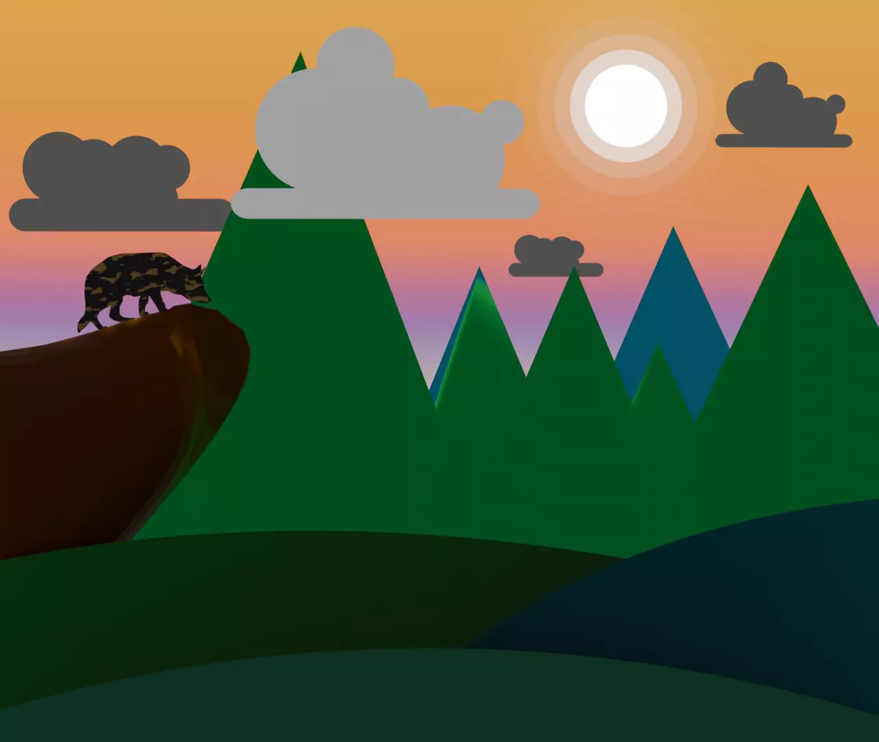 Graphic Landscape Animated Free low-poly 3D model