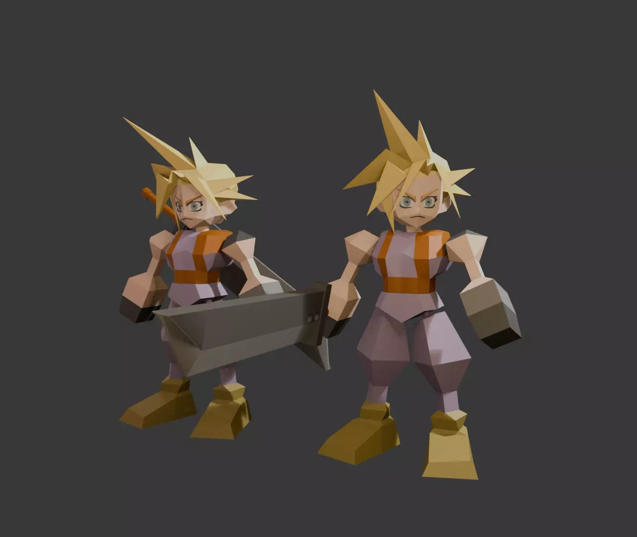 Cloud Strife - FINAL FANTASY VII - LOW POLY ACTION FIGURE 3D print model_0