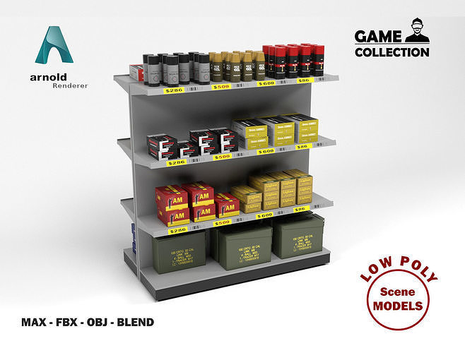 Ammo Shelving Low-poly 3D model