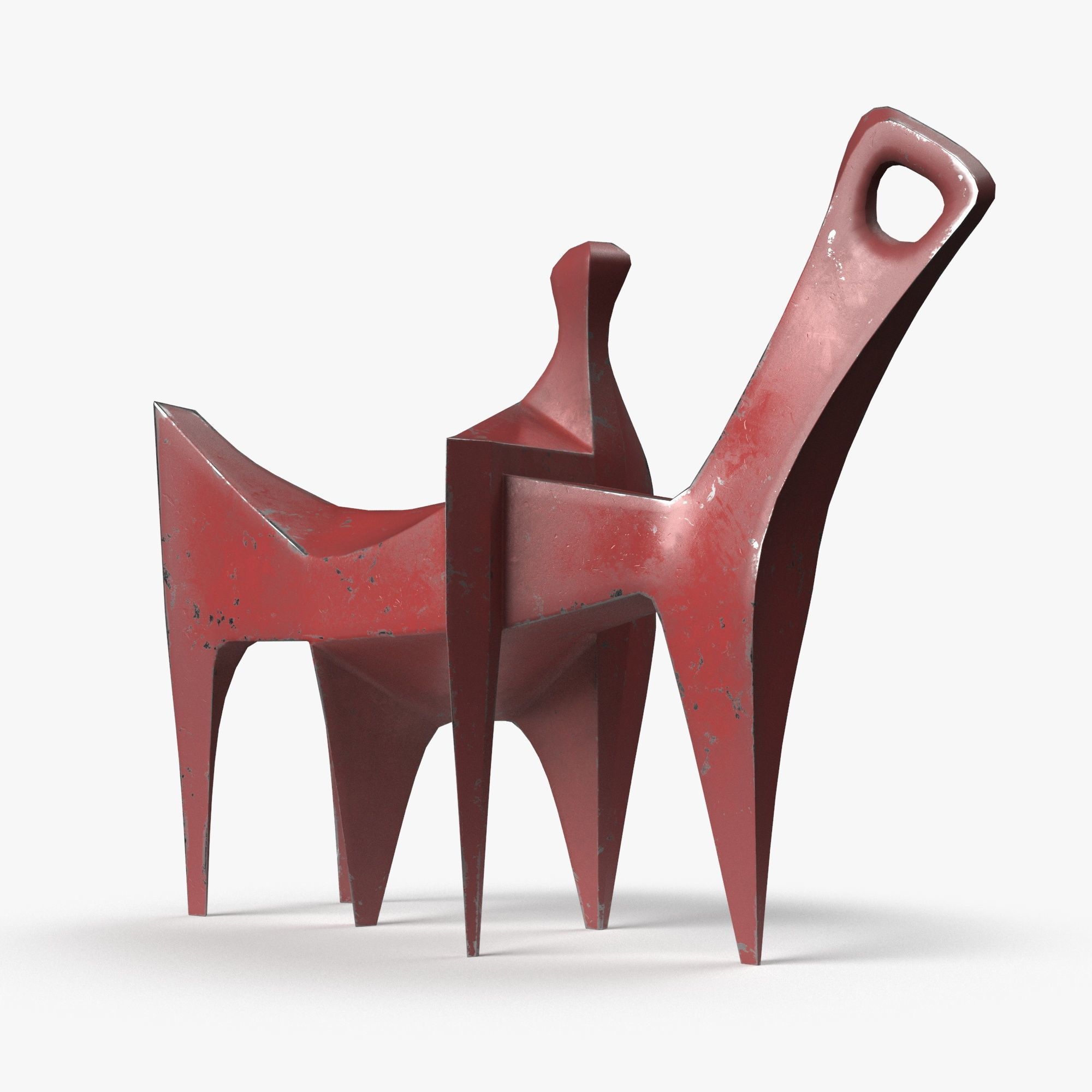 Modern Abstract Metal Sculpture Low-poly 3D model_2