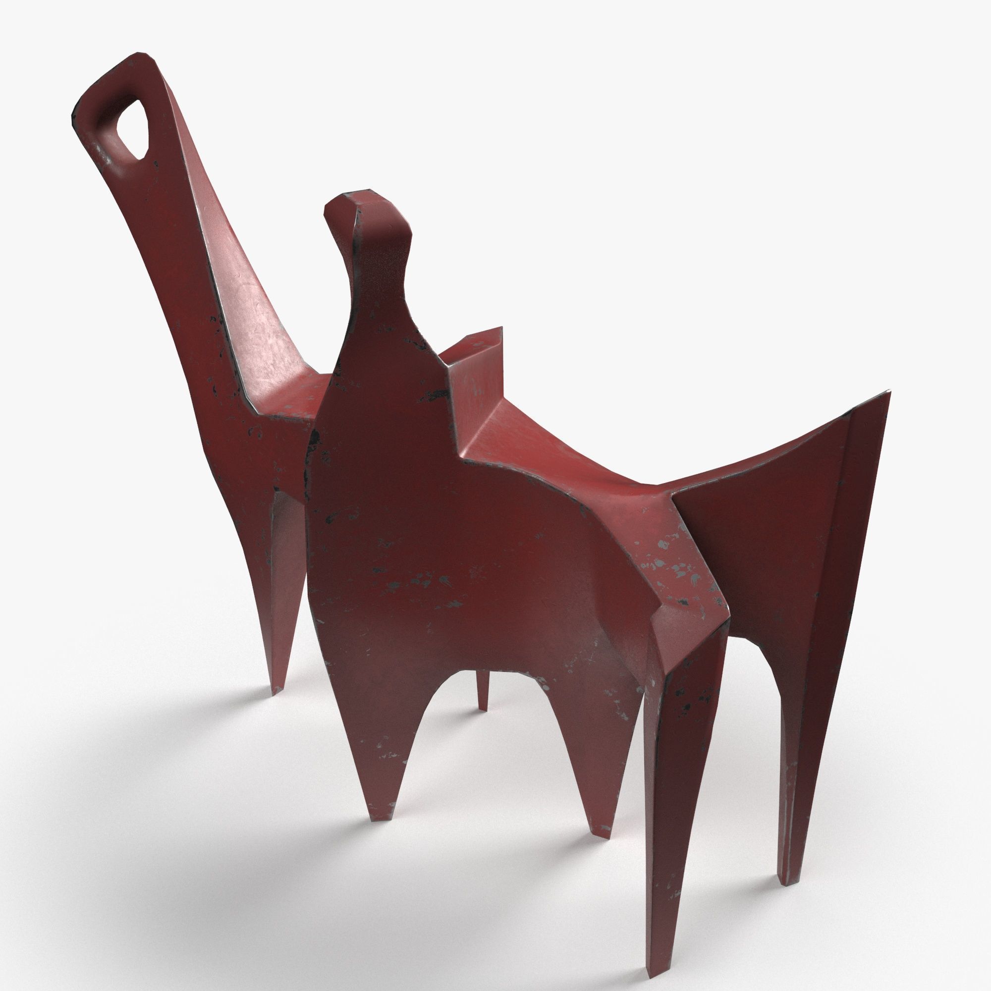 Modern Abstract Metal Sculpture Low-poly 3D model_3