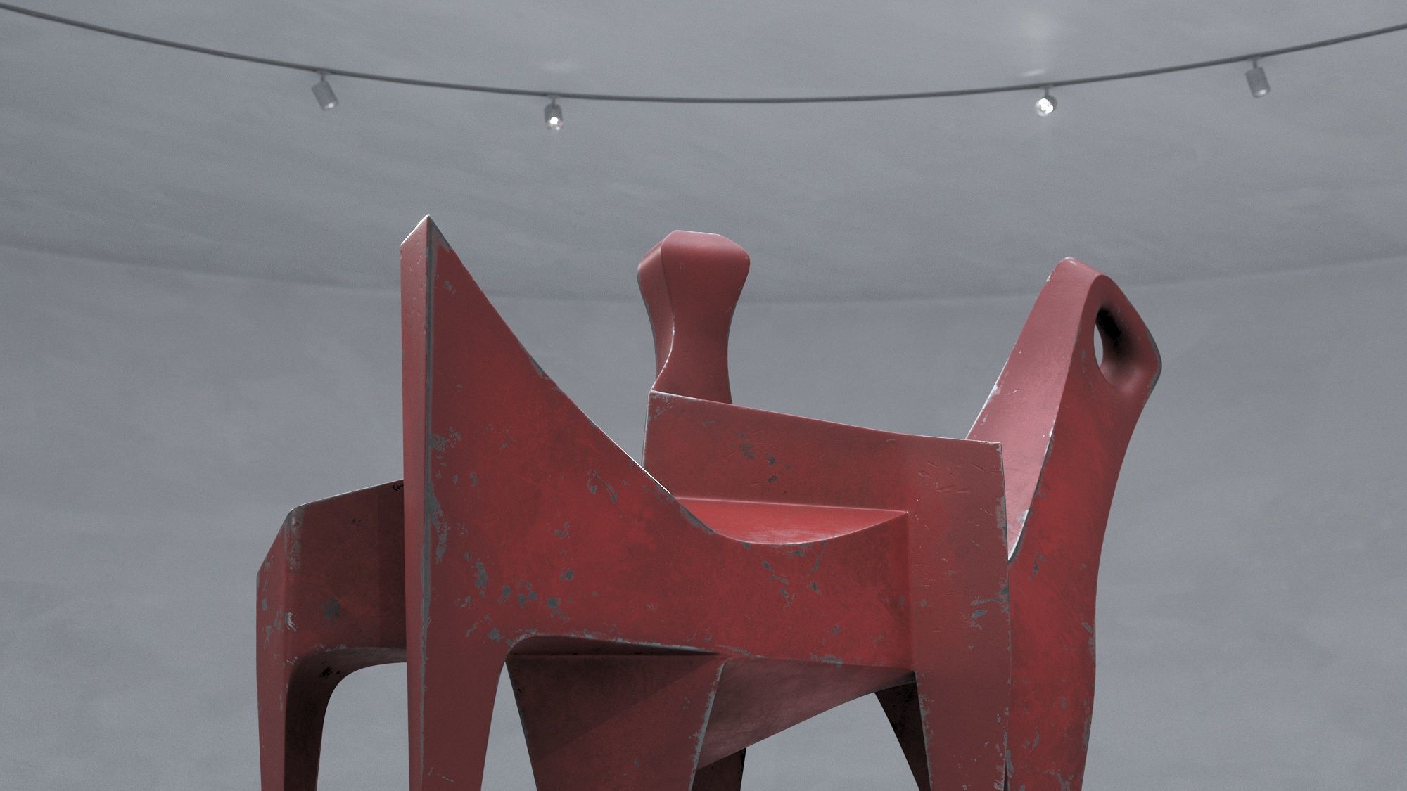 Modern Abstract Metal Sculpture Low-poly 3D model_5