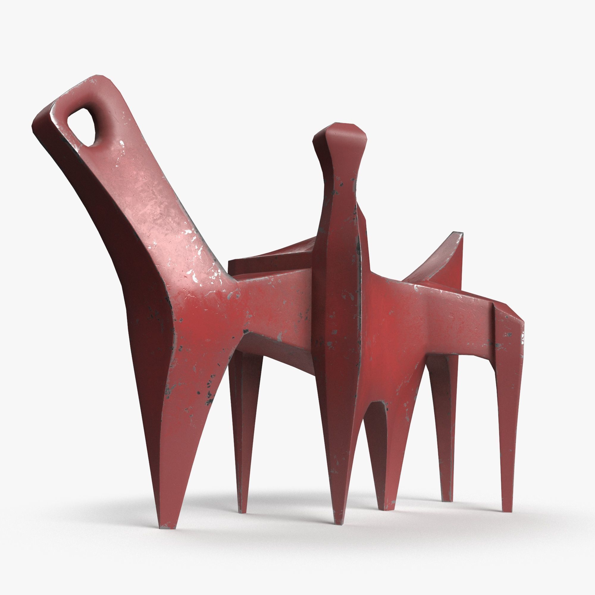 Modern Abstract Metal Sculpture Low-poly 3D model_1