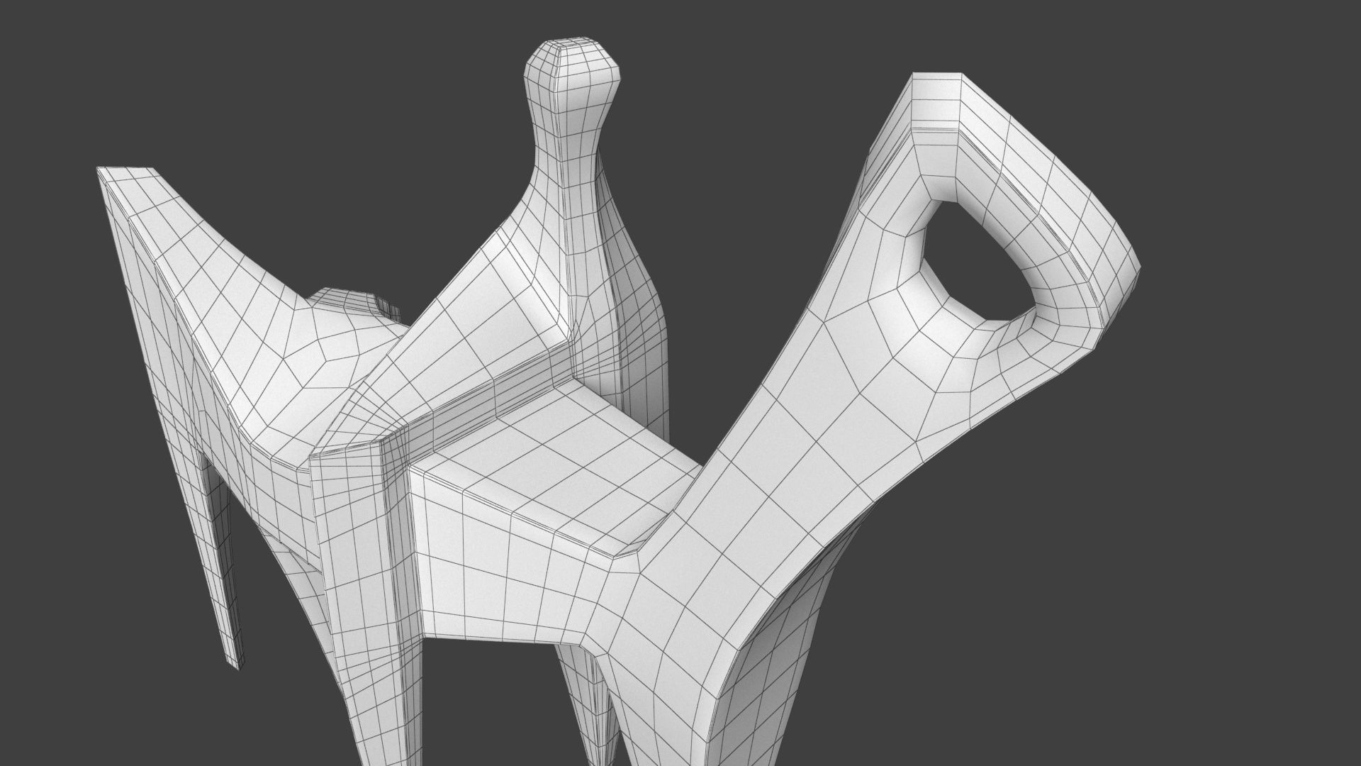 Modern Abstract Metal Sculpture Low-poly 3D model_9