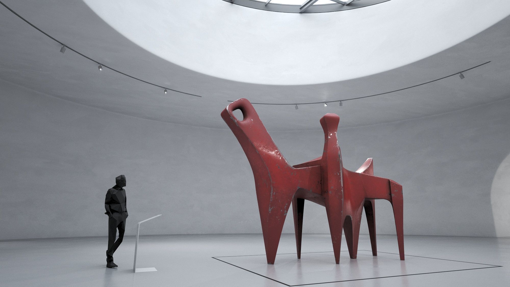 Modern Abstract Metal Sculpture Low-poly 3D model_4