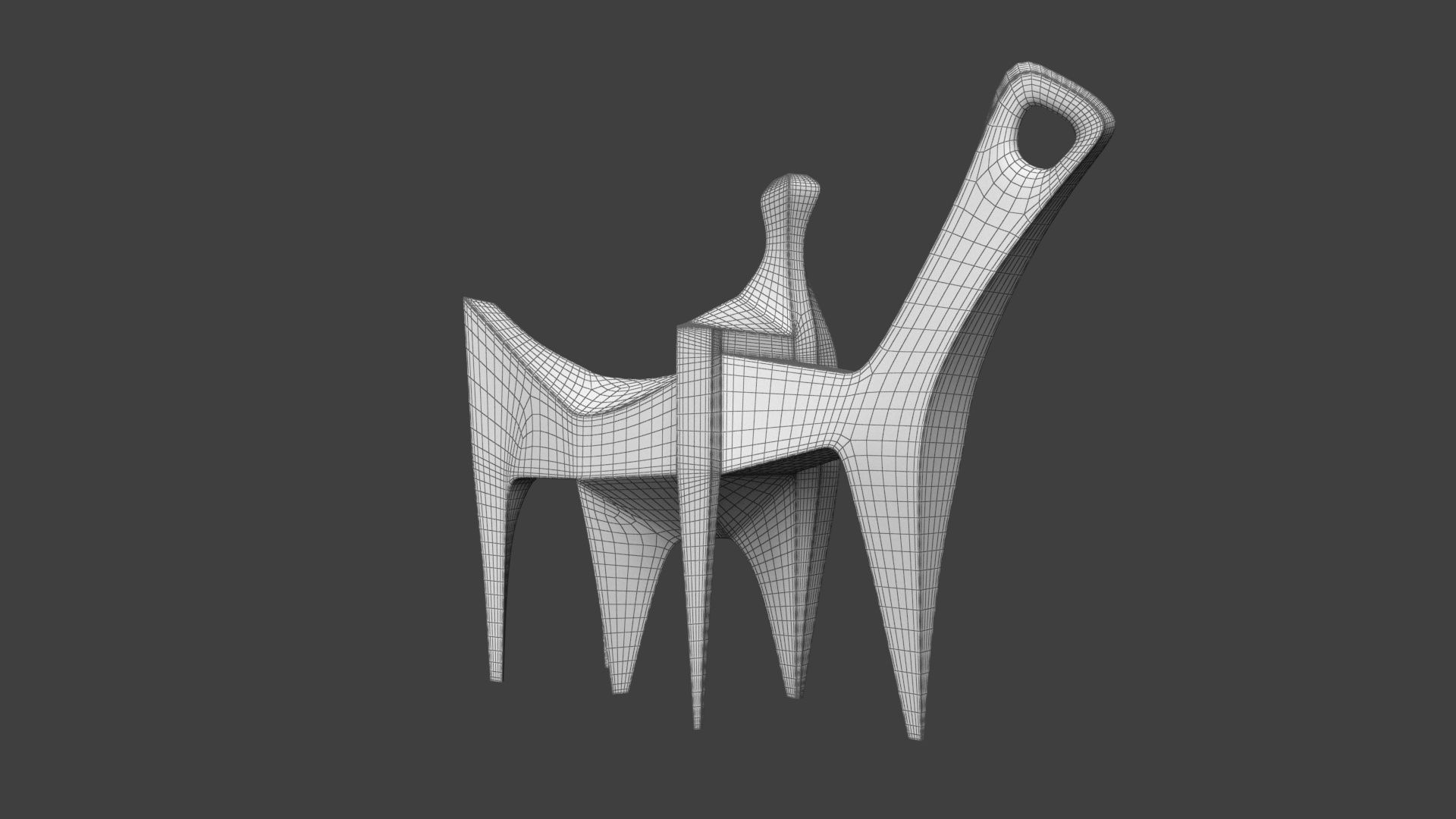 Modern Abstract Metal Sculpture Low-poly 3D model_10