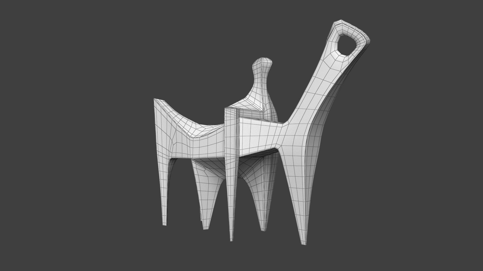 Modern Abstract Metal Sculpture Low-poly 3D model_8