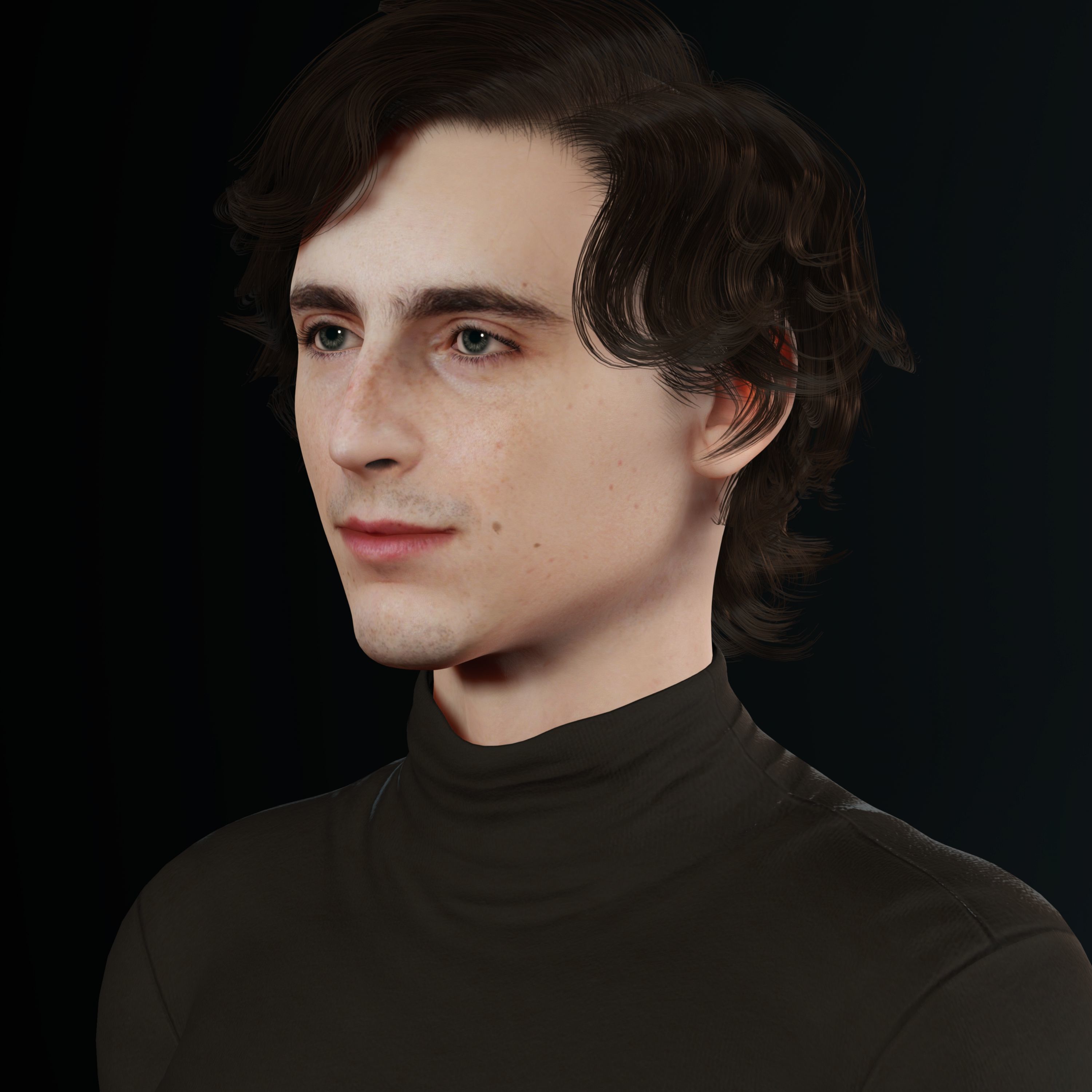Timothee Chalamet 3d model low-poly Low-poly 3D model_3