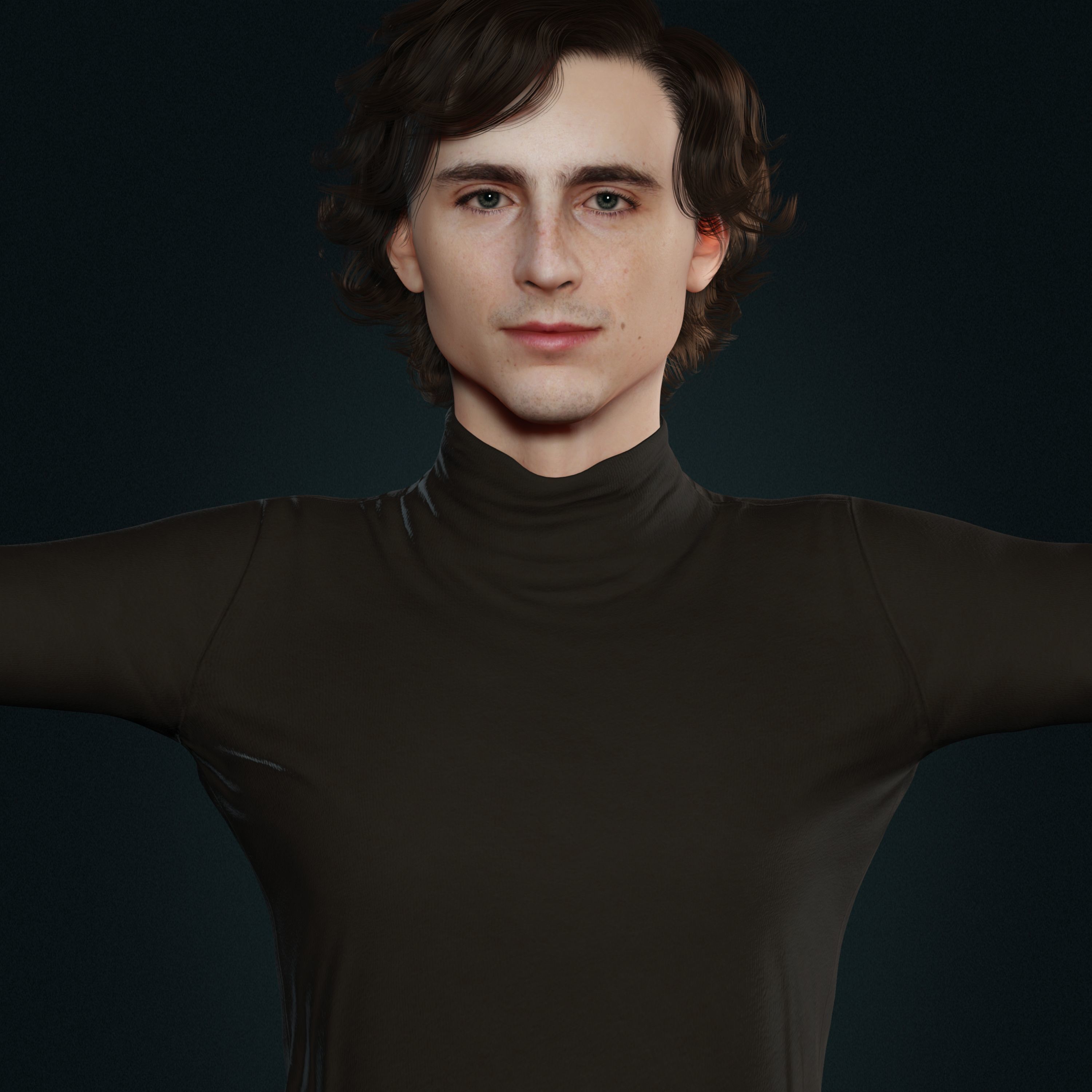 Timothee Chalamet 3d model low-poly Low-poly 3D model_1