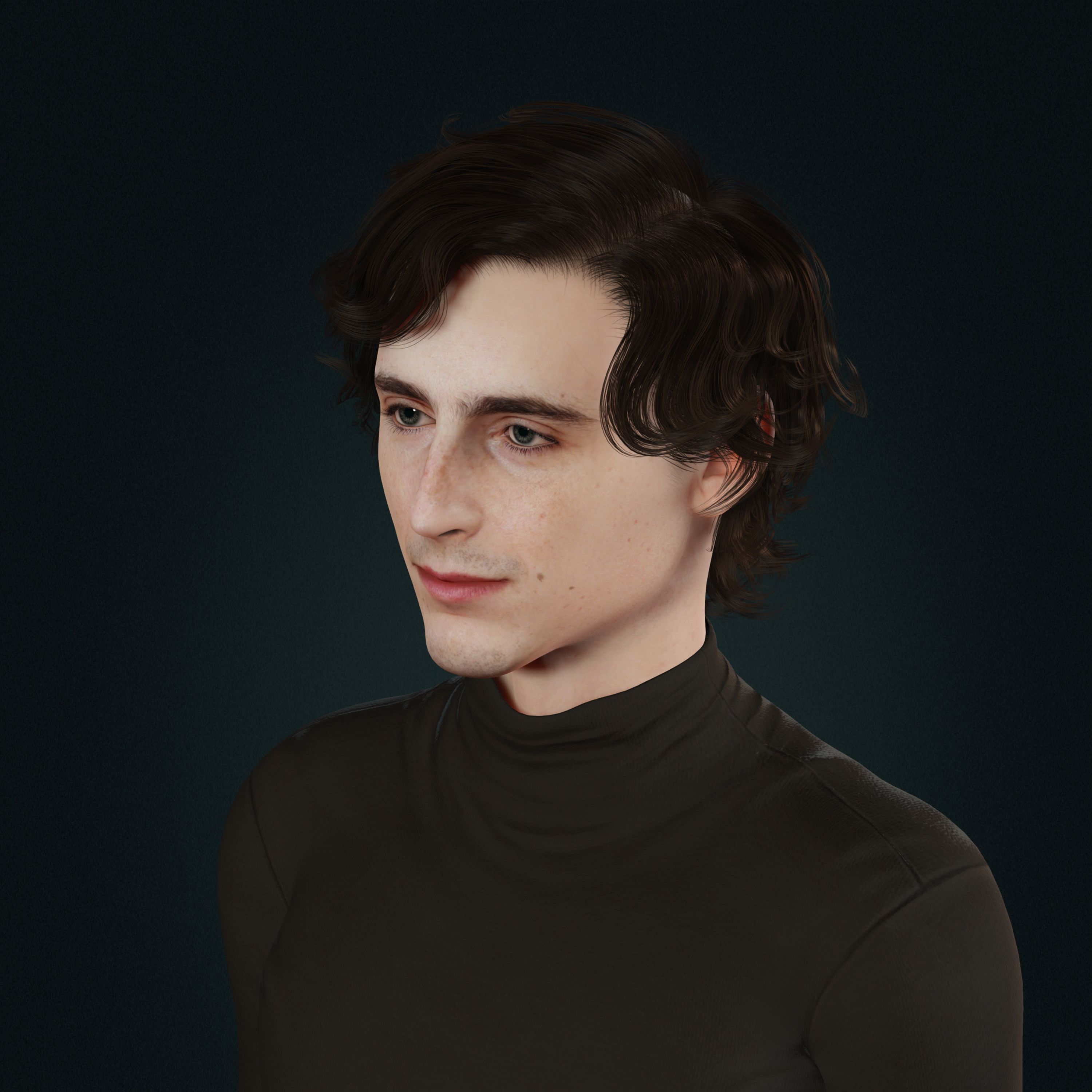 Timothee Chalamet 3d model low-poly Low-poly 3D model_4