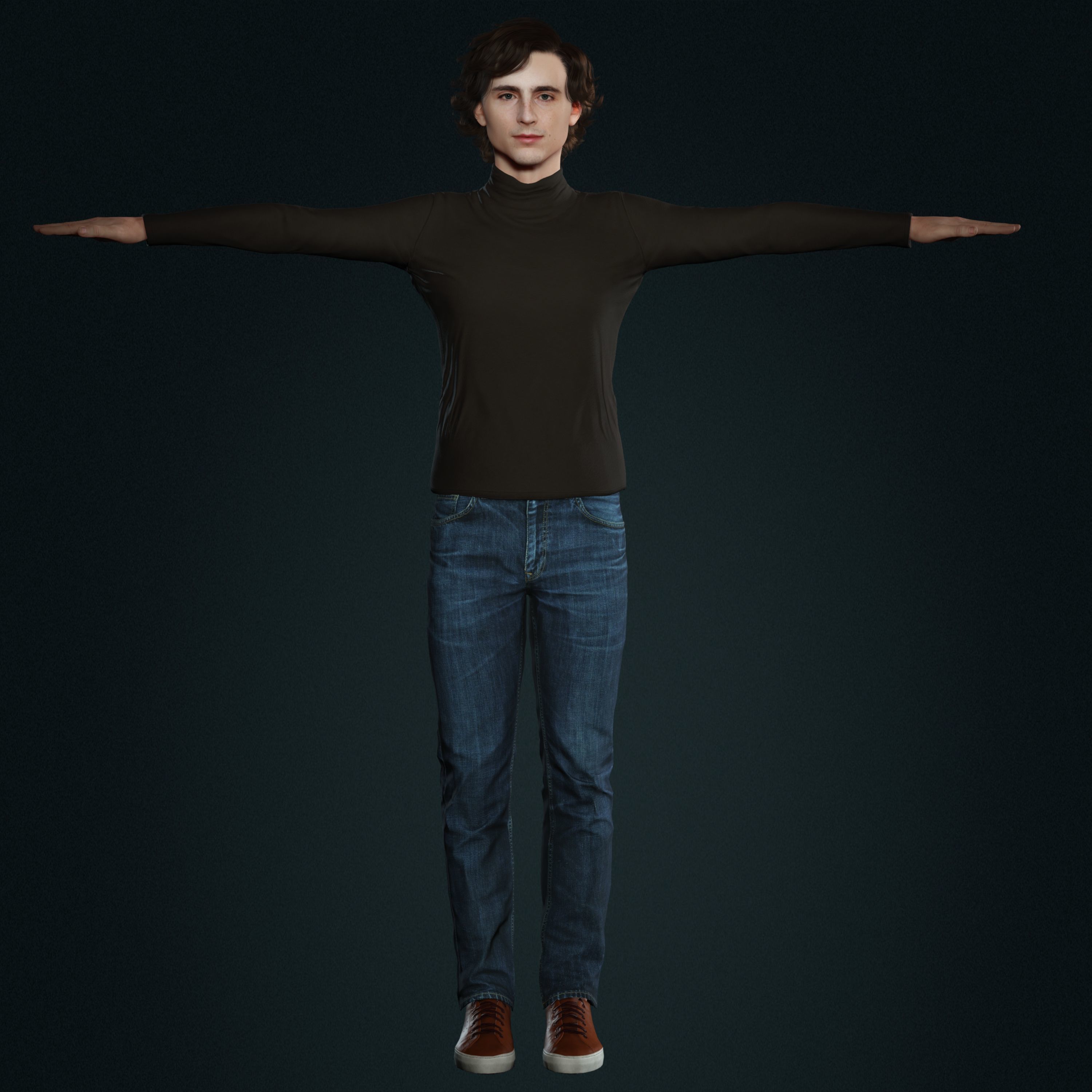Timothee Chalamet 3d model low-poly Low-poly 3D model_11