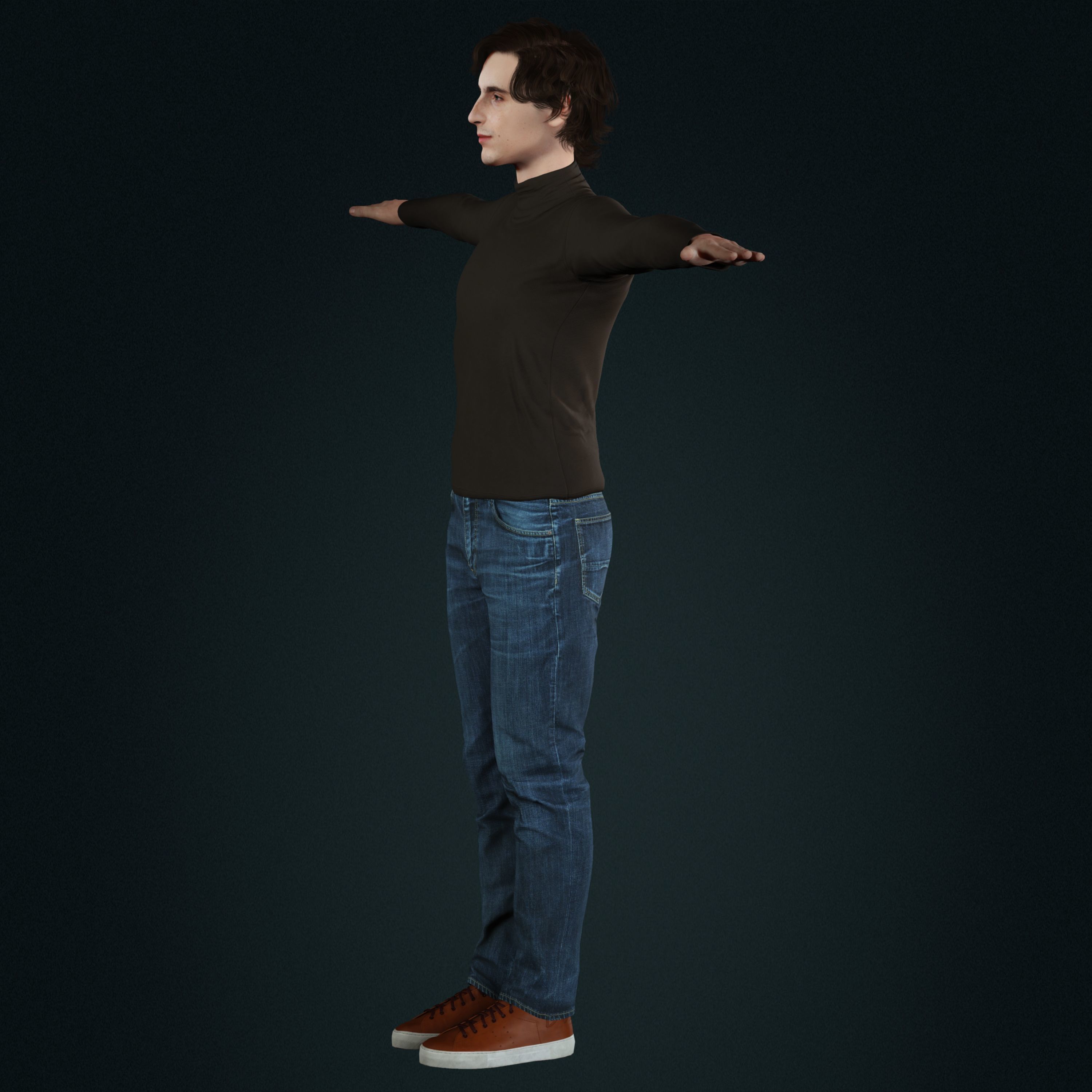 Timothee Chalamet 3d model low-poly Low-poly 3D model_10