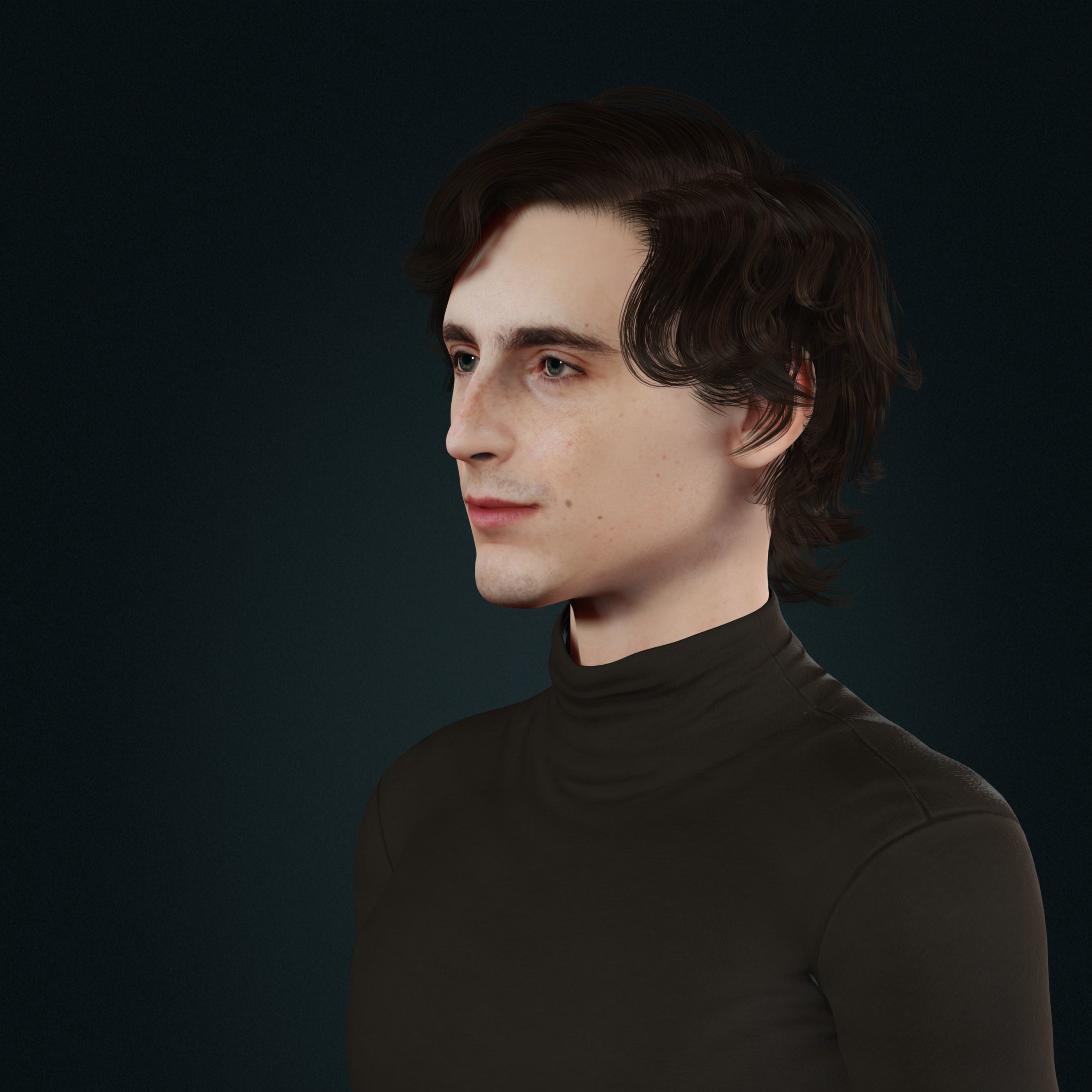 Timothee Chalamet 3d model low-poly Low-poly 3D model_6