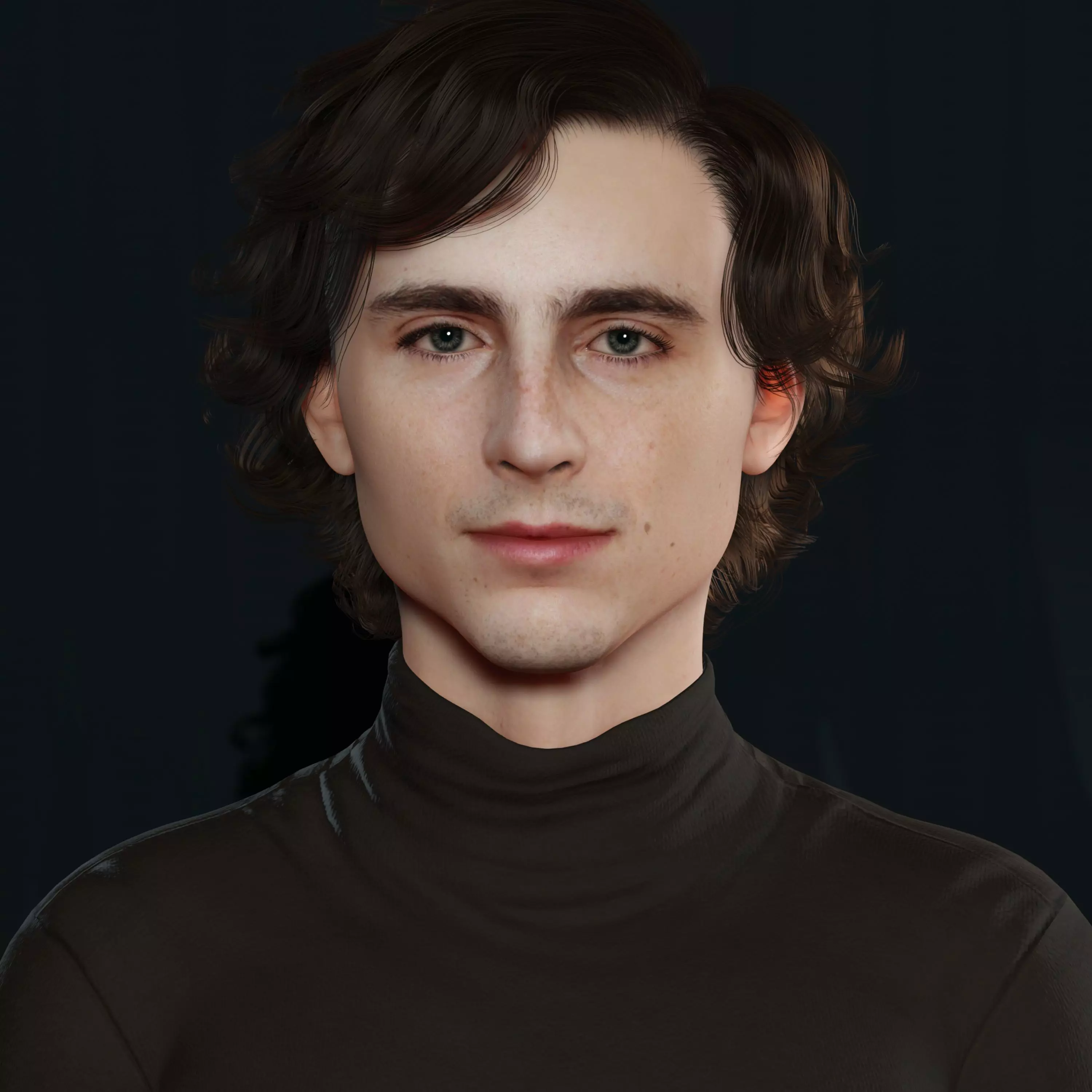 Timothee Chalamet 3d model low-poly Low-poly 3D model_0