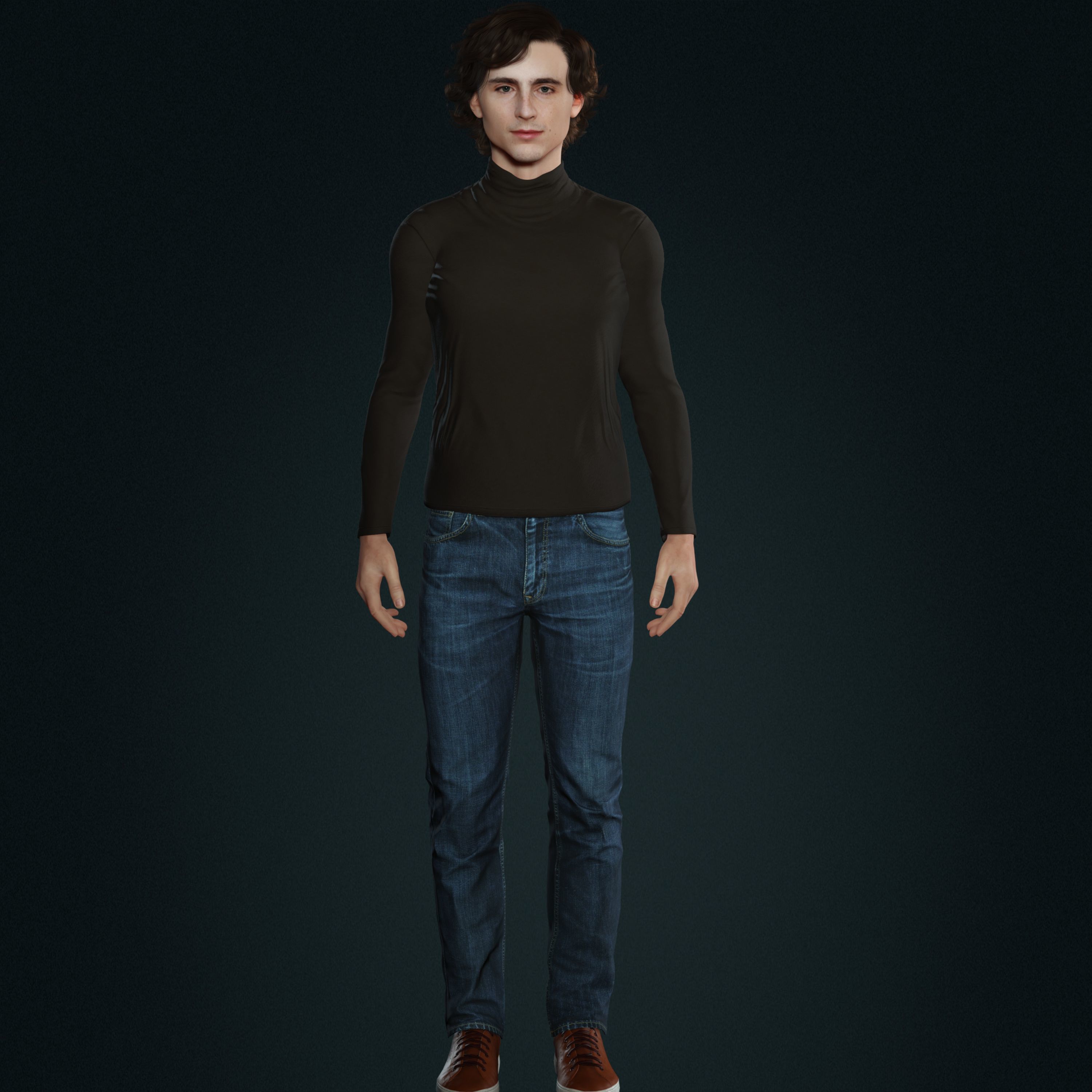 Timothee Chalamet 3d model low-poly Low-poly 3D model_8