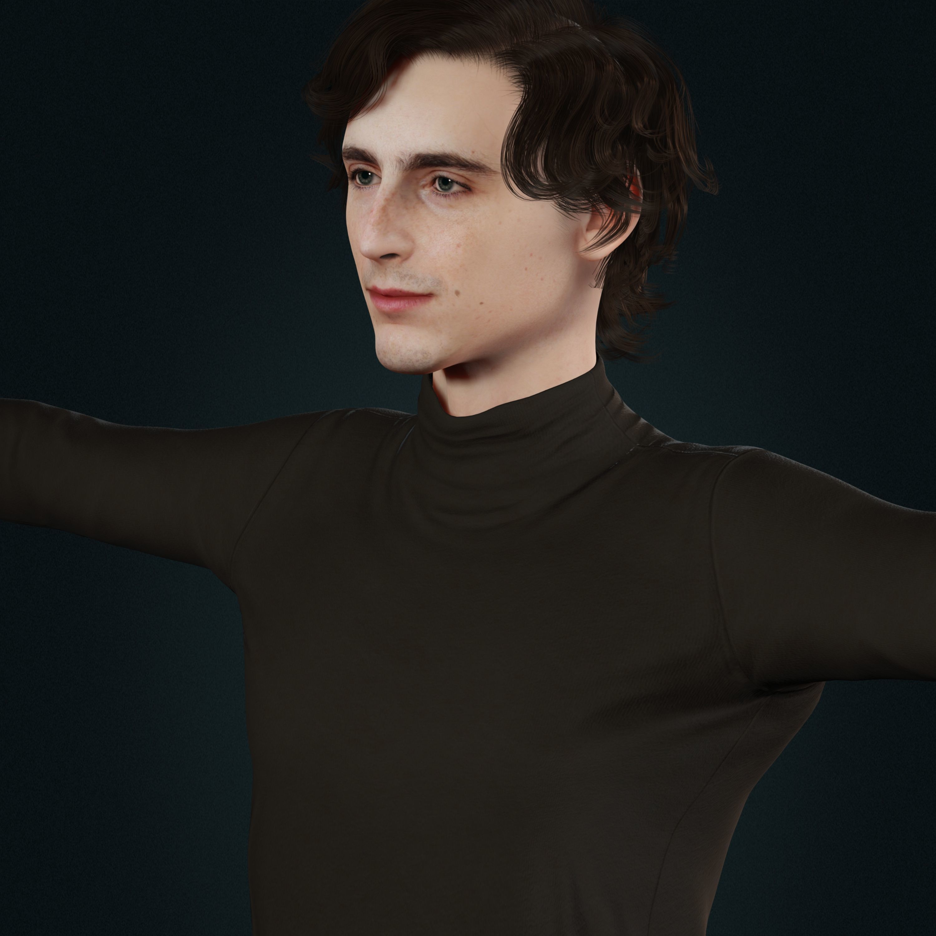 Timothee Chalamet 3d model low-poly Low-poly 3D model_2
