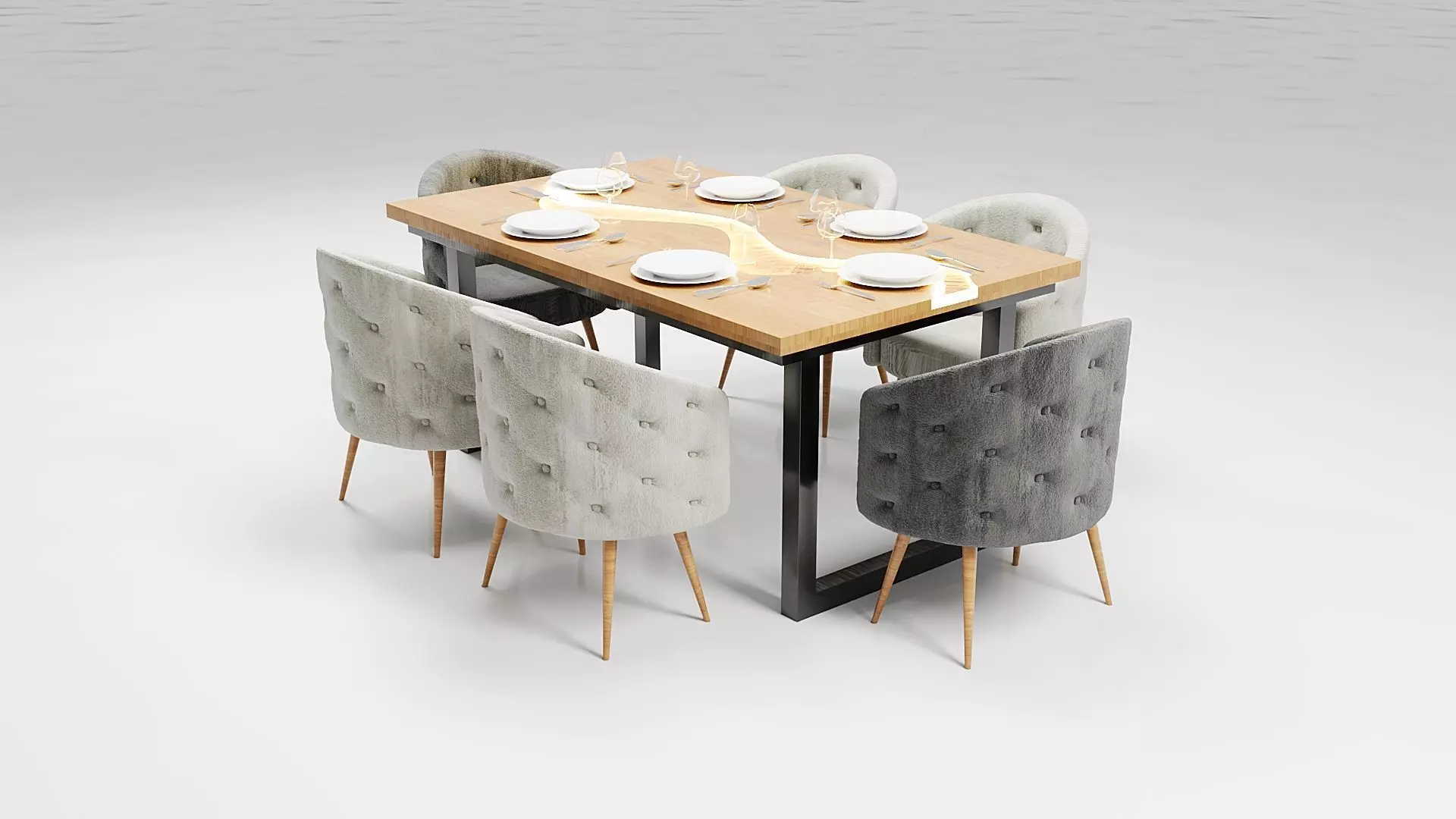 Illuminated Elegance Dining Table Low-poly 3D model_0