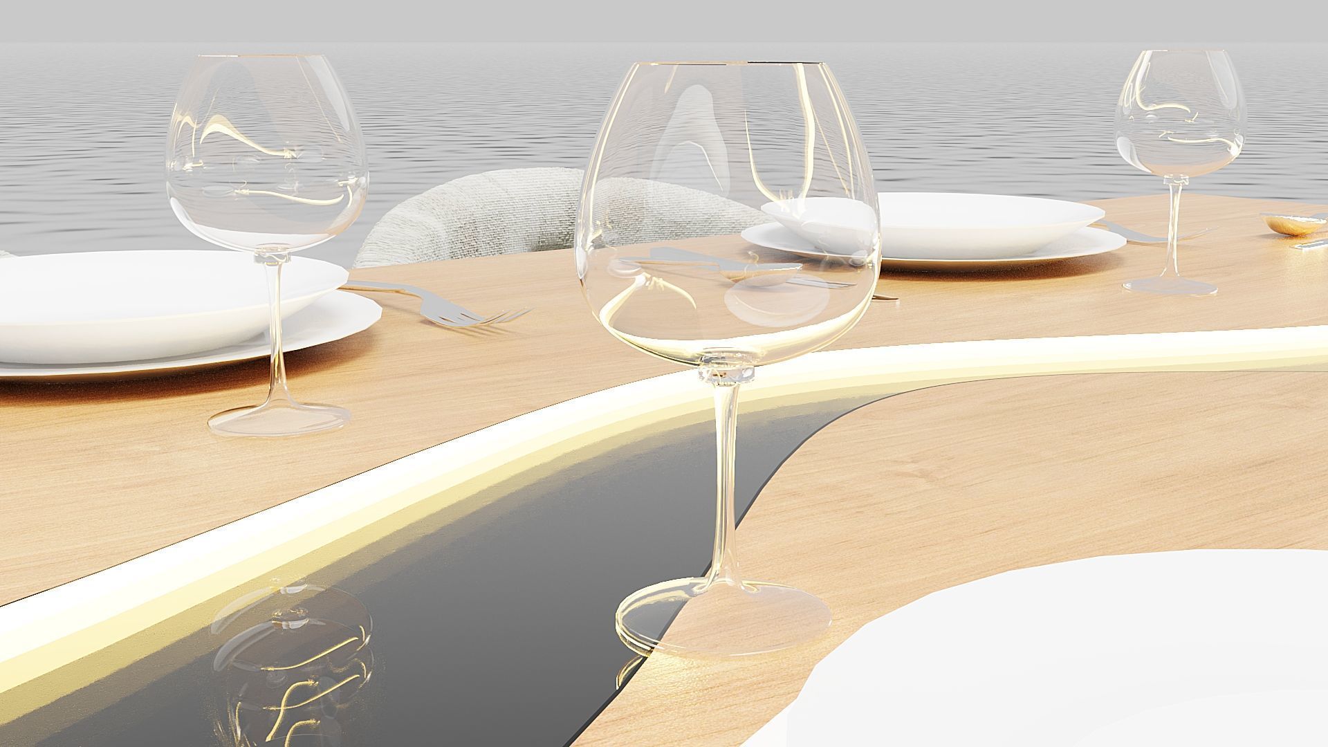 Illuminated Elegance Dining Table Low-poly 3D model_6
