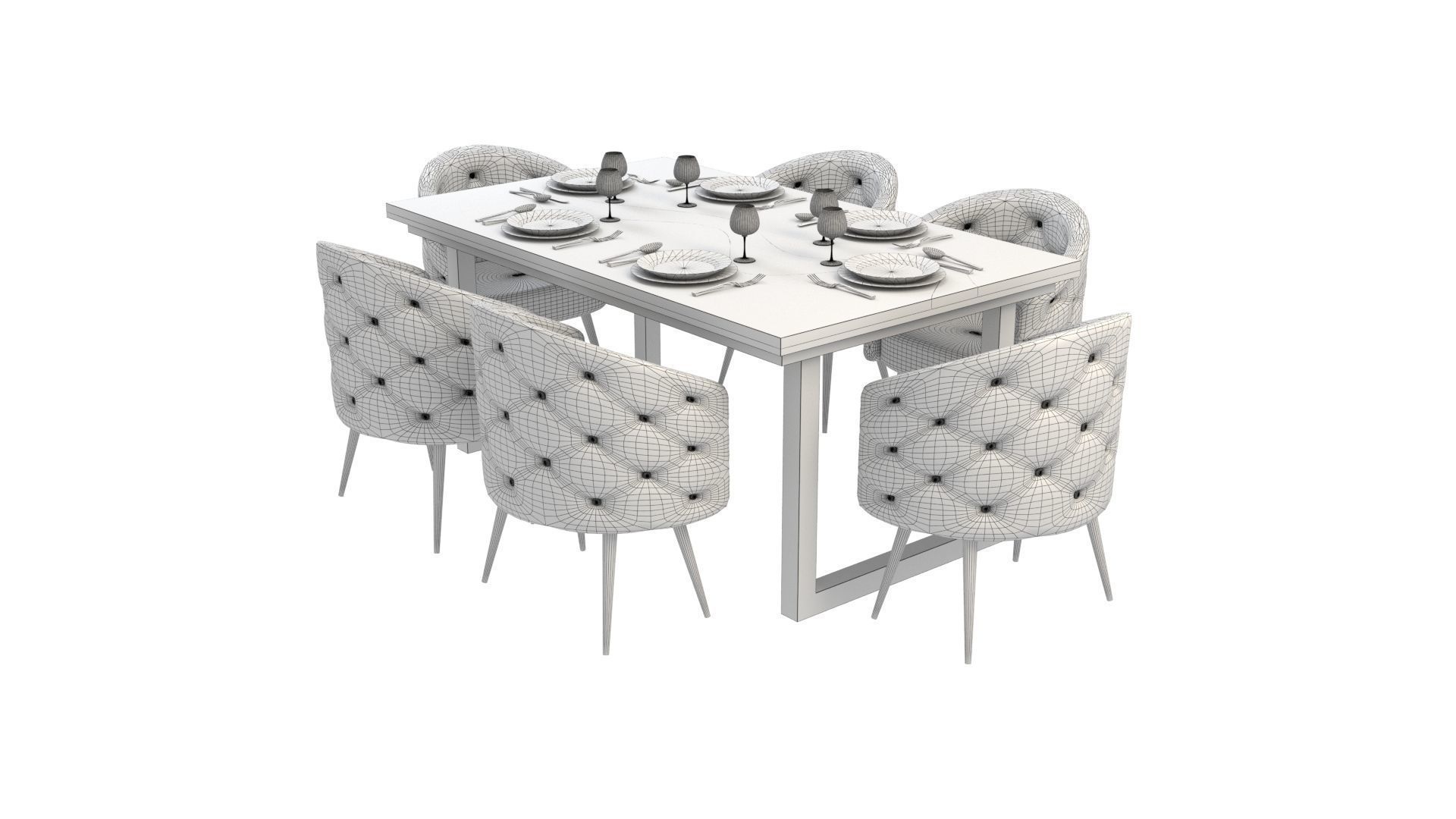 Illuminated Elegance Dining Table Low-poly 3D model_1