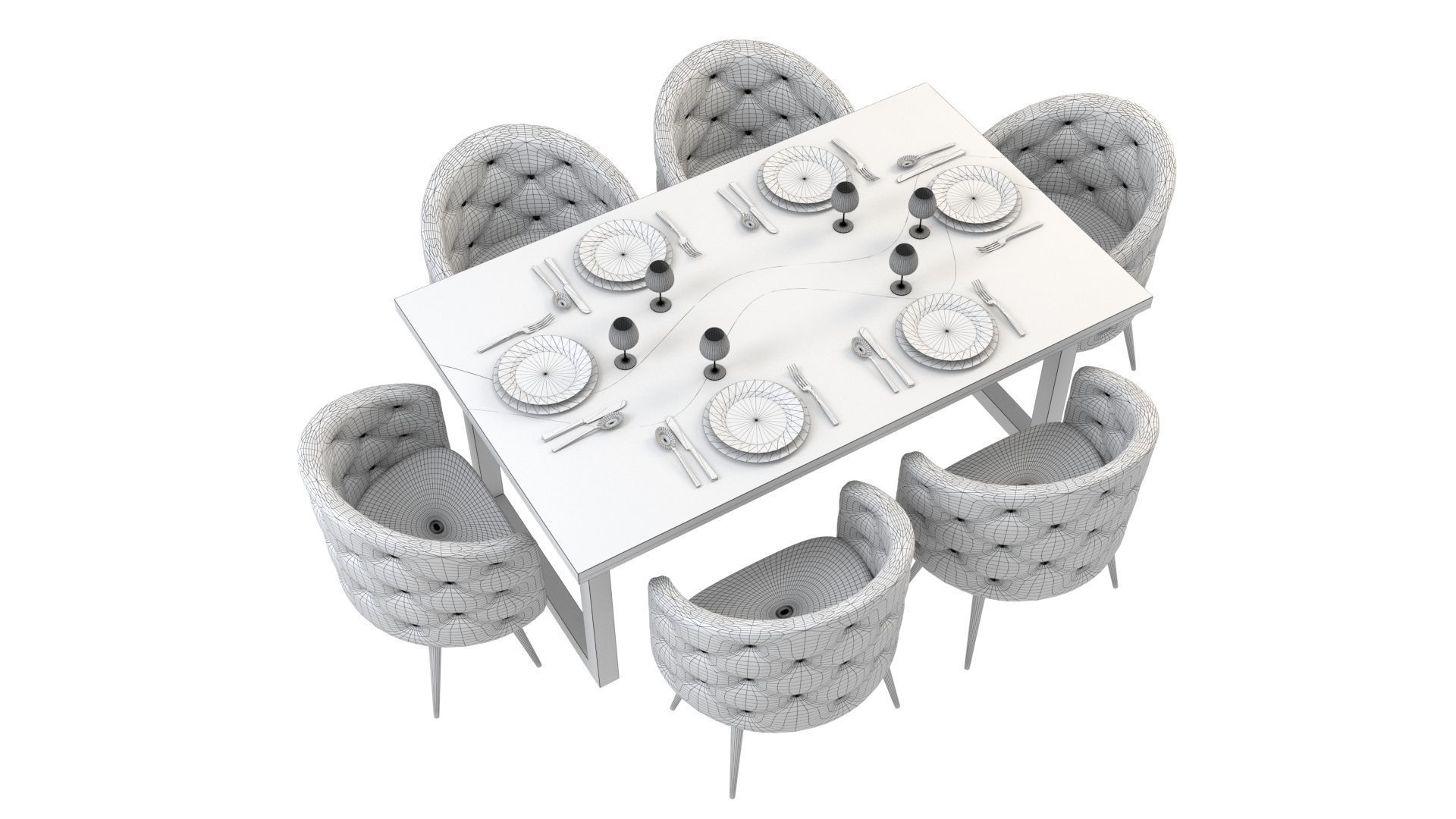 Illuminated Elegance Dining Table Low-poly 3D model_3