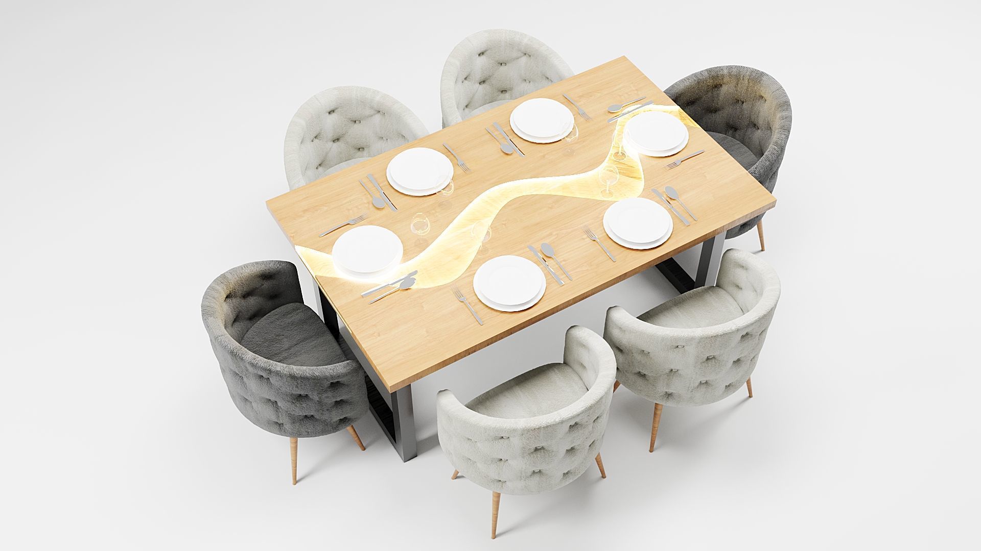 Illuminated Elegance Dining Table Low-poly 3D model_2