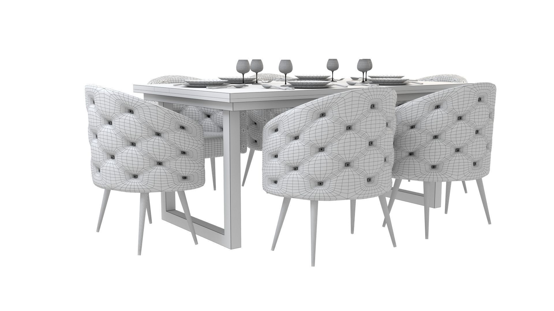 Illuminated Elegance Dining Table Low-poly 3D model_5