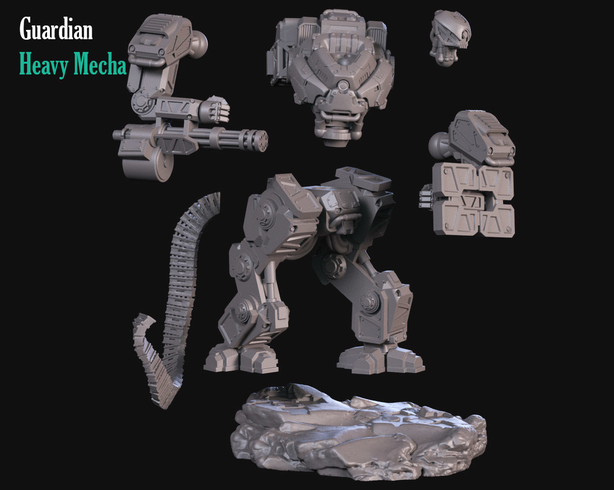 Heavy Guard Mecha 3D print model_4