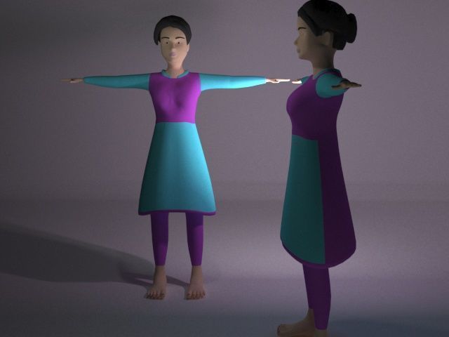 Female Character Series 03 Low-poly 3D model_3