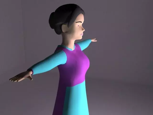 Female Character Series 03 Low-poly 3D model_0