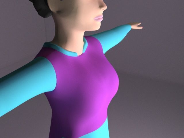 Female Character Series 03 Low-poly 3D model_5