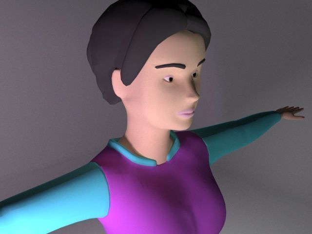 Female Character Series 03 Low-poly 3D model_1