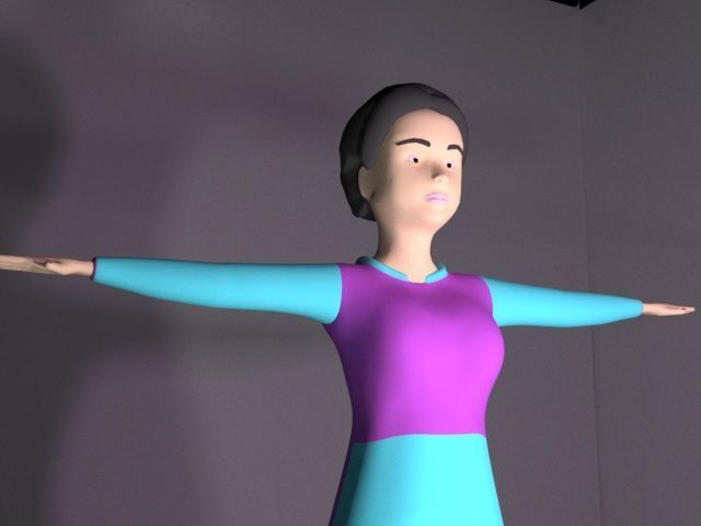 Female Character Series 03 Low-poly 3D model_7