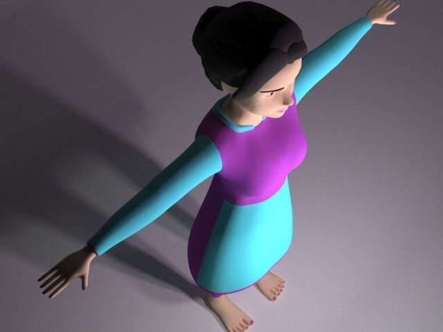 Female Character Series 03 Low-poly 3D model_6